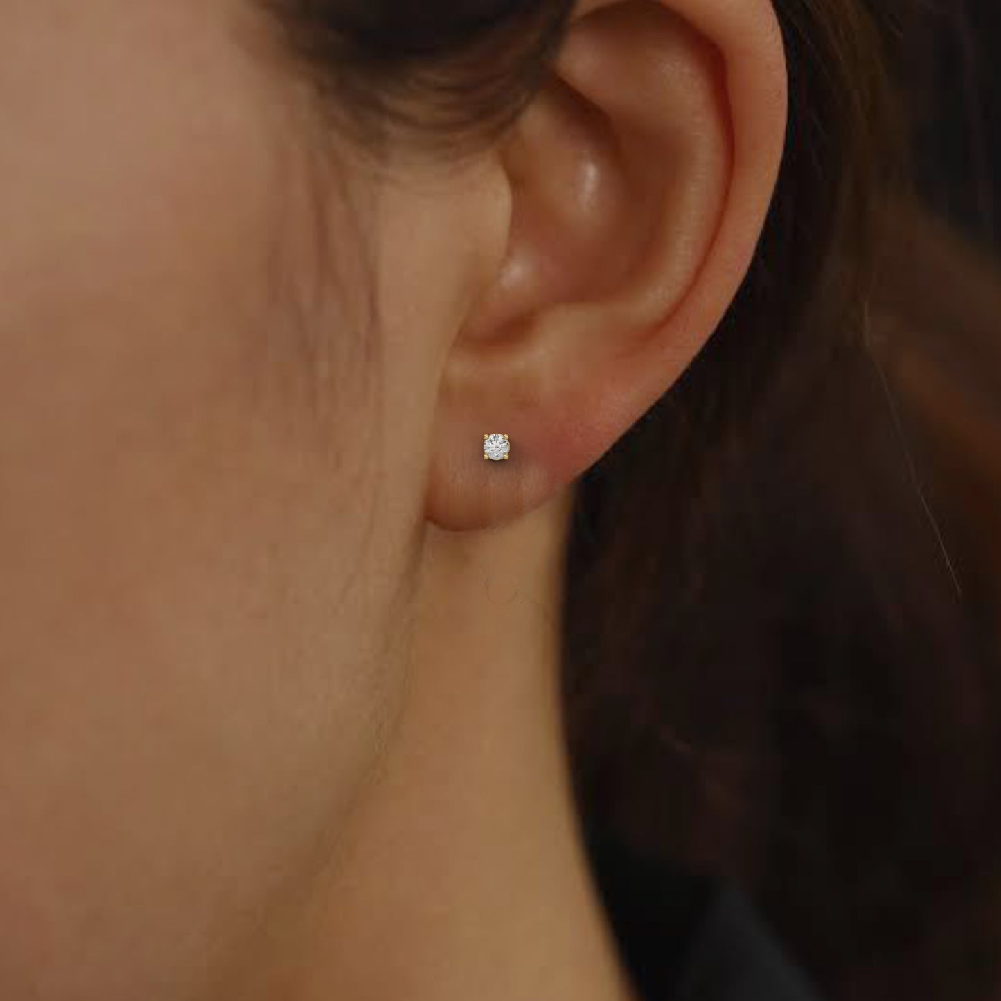 Radiant 0.3 Carat Solitaire Yellow Gold Diamond Stud Earrings