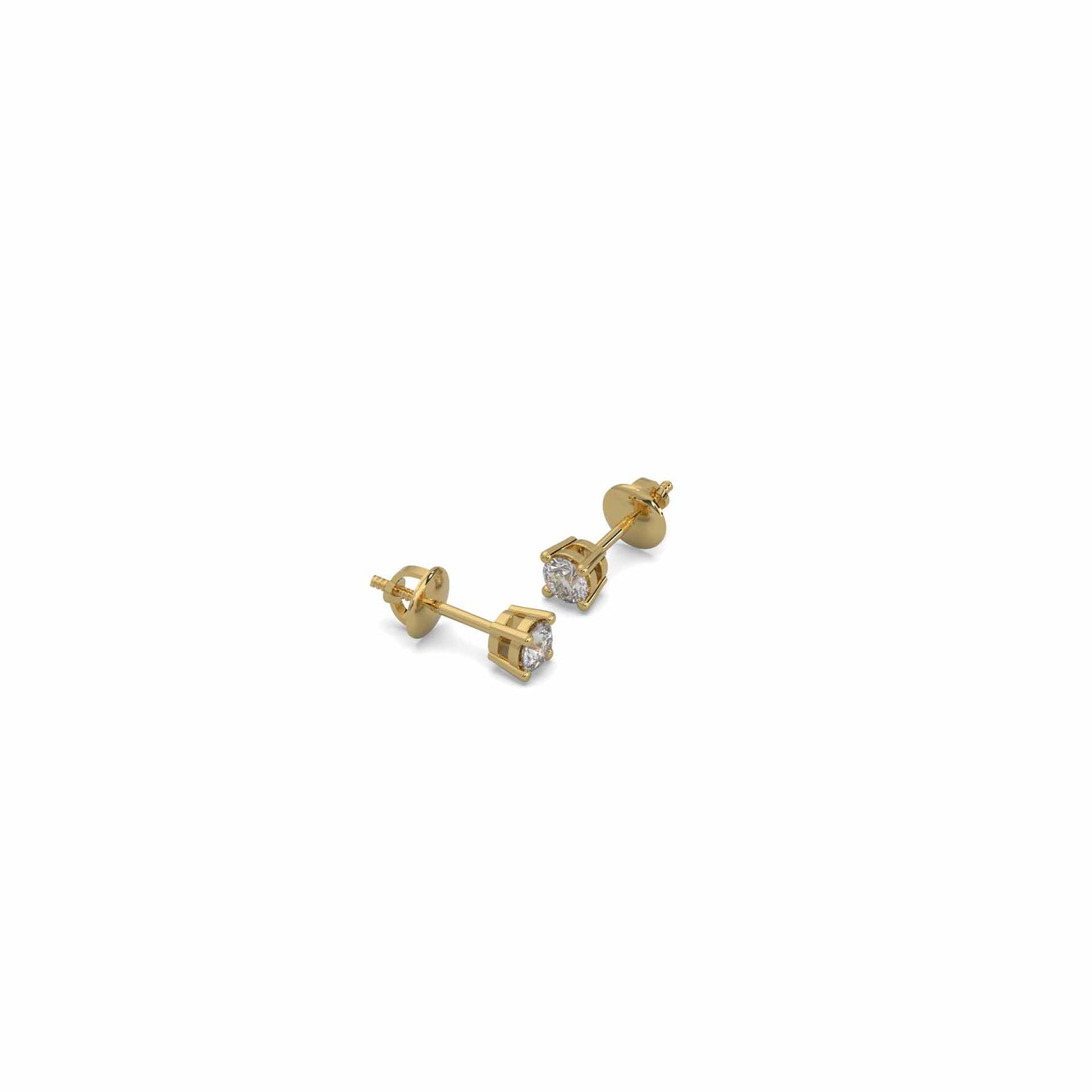 Radiant 0.3 Carat Solitaire Yellow Gold Diamond Stud Earrings