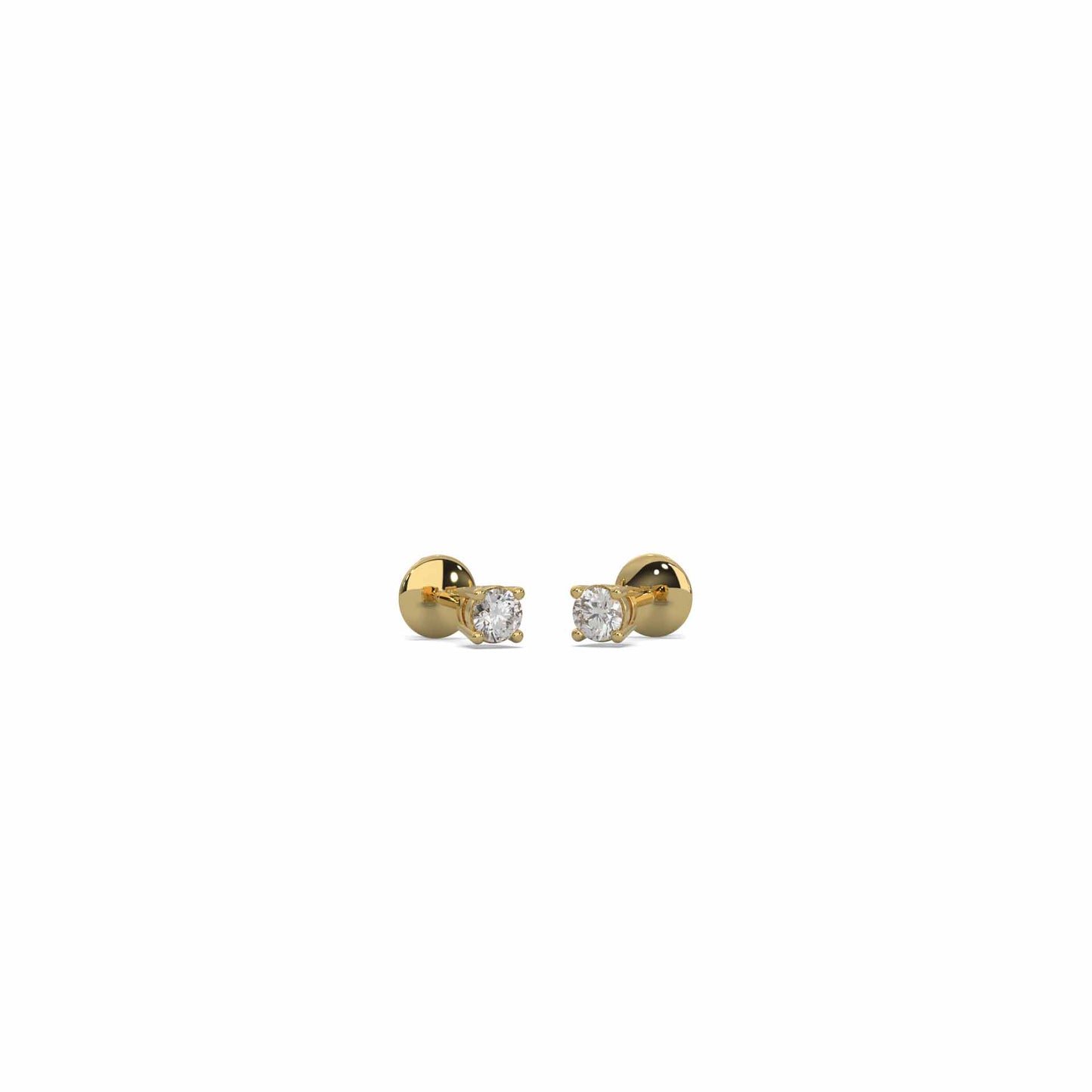 Brilliant 0.20 Carat Solitaire Yellow Gold Diamond Stud Earrings