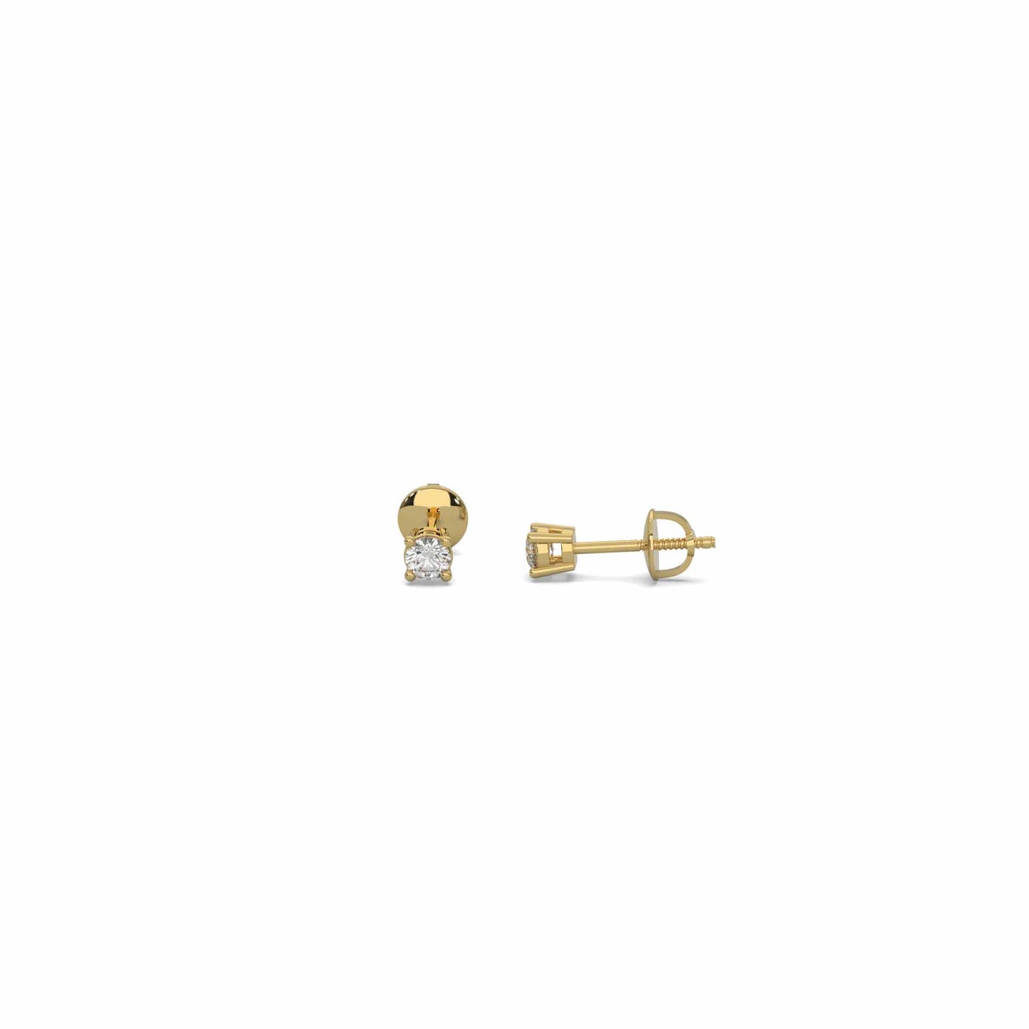 Brilliant 0.20 Carat Solitaire Yellow Gold Diamond Stud Earrings
