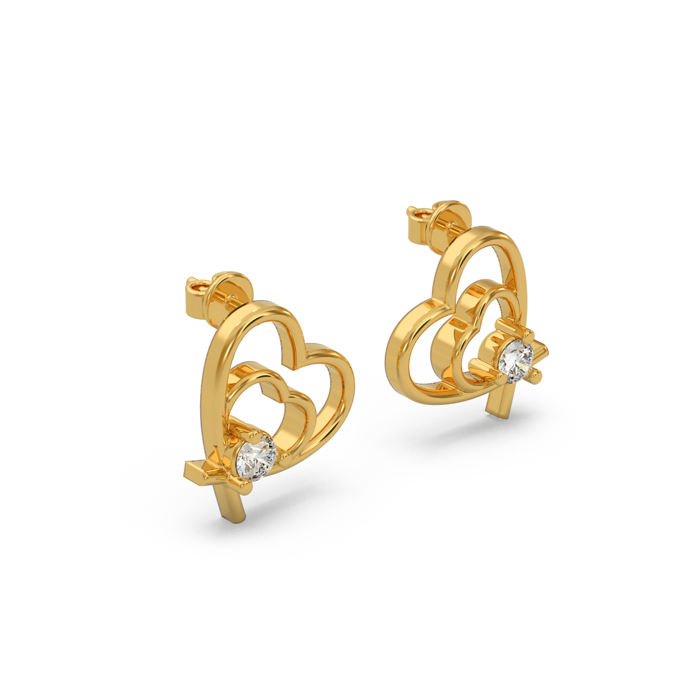 Sparkling Heart Diamond Earring