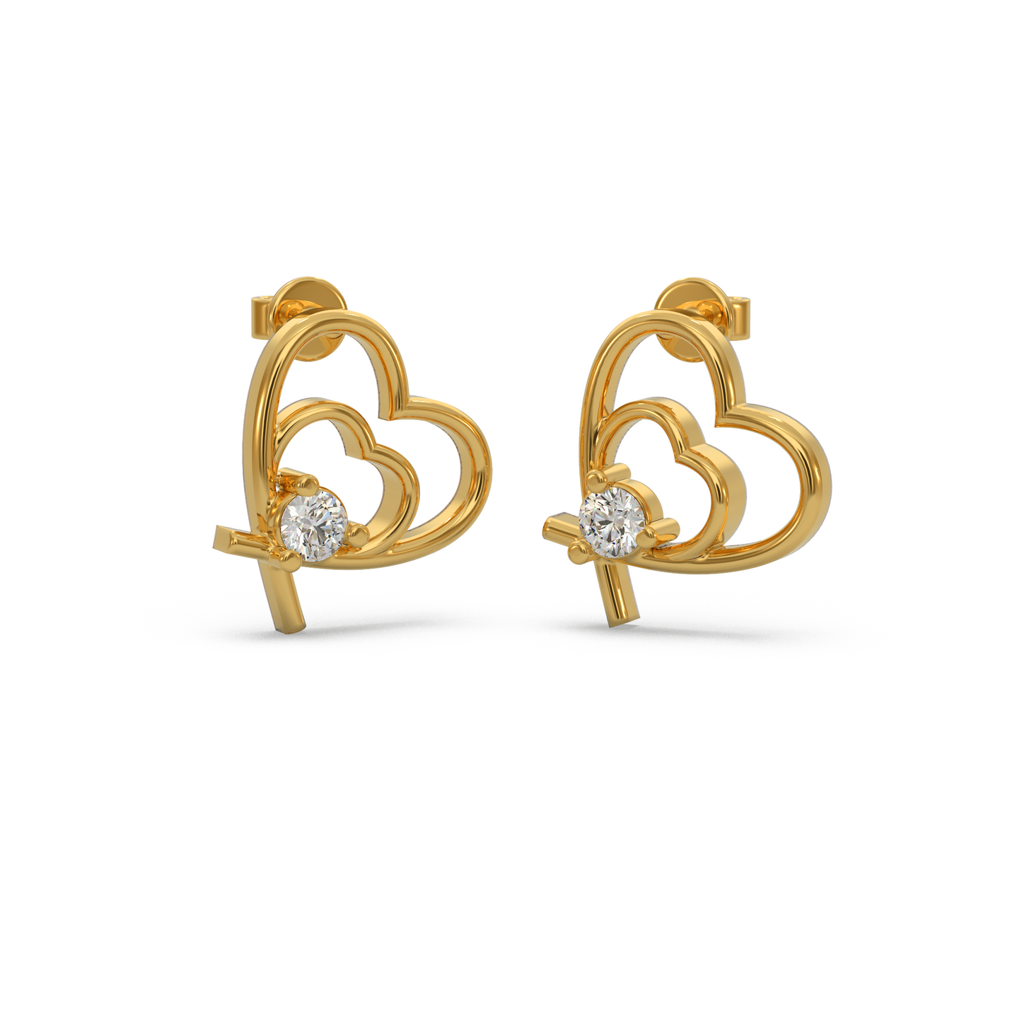 Sparkling Heart Diamond Earring