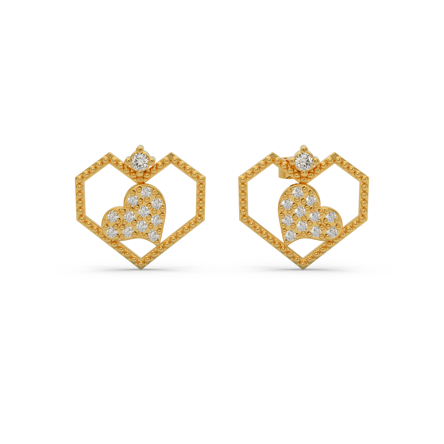 Modern Heart Diamond Earring