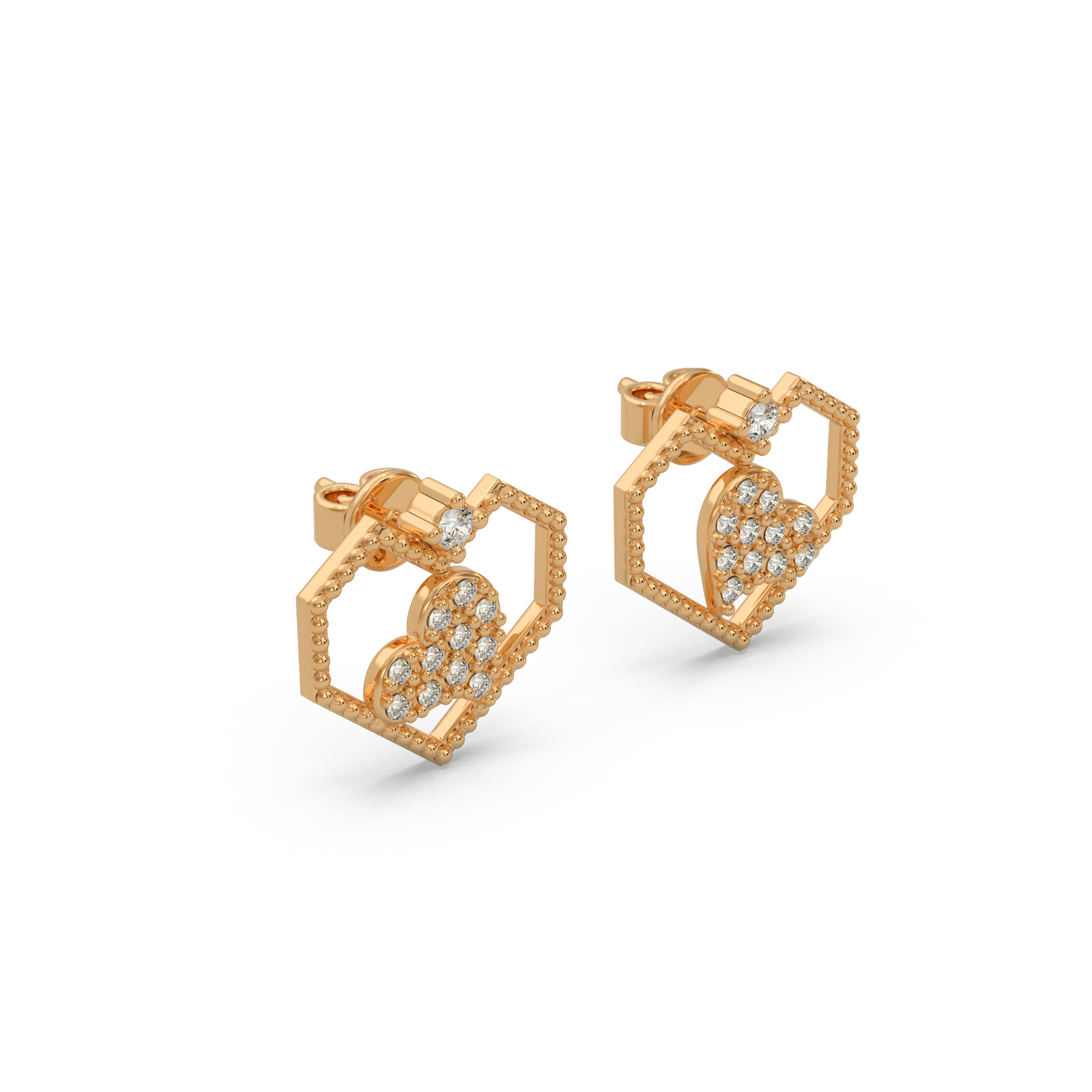 Modern Heart Diamond Earring