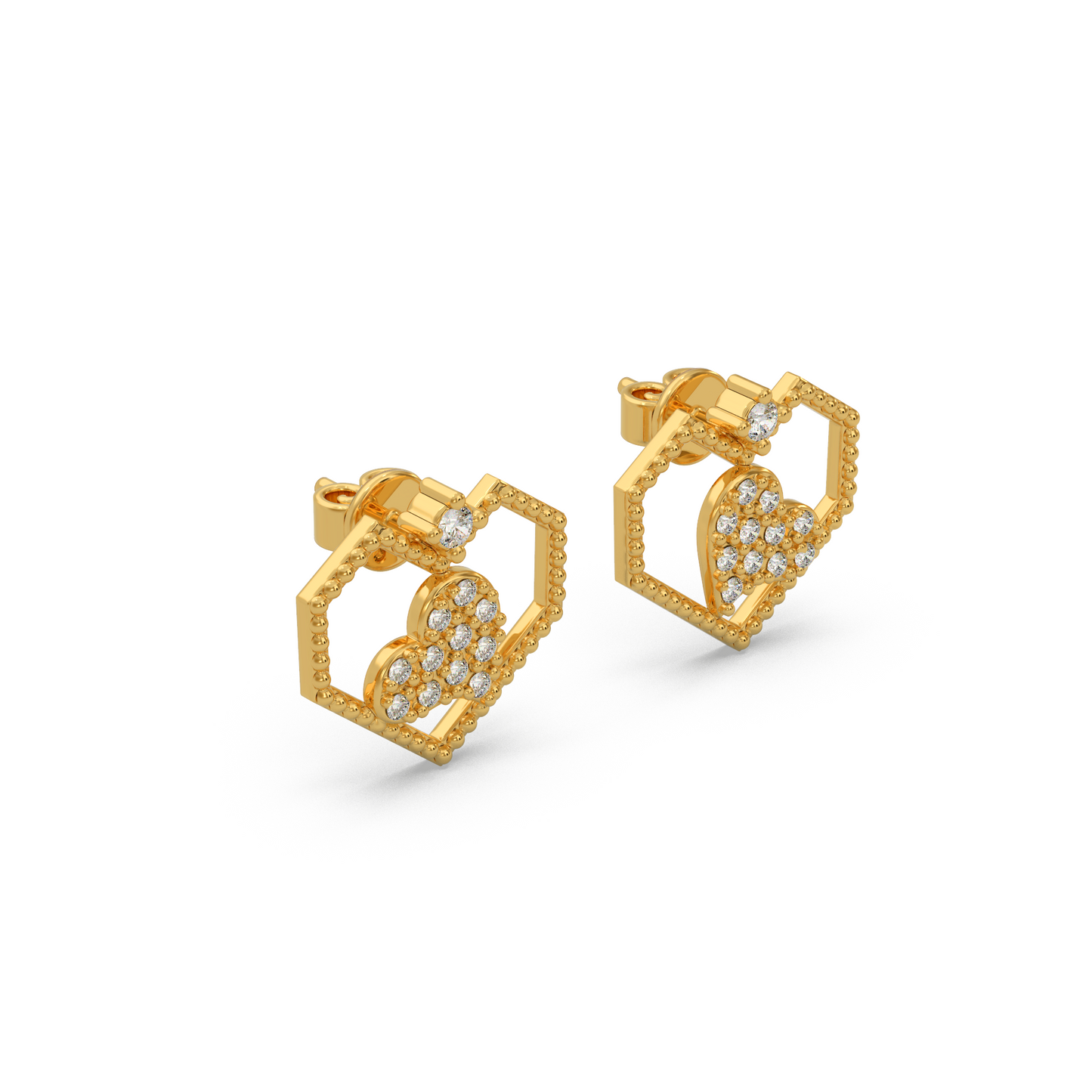Modern Heart Diamond Earring
