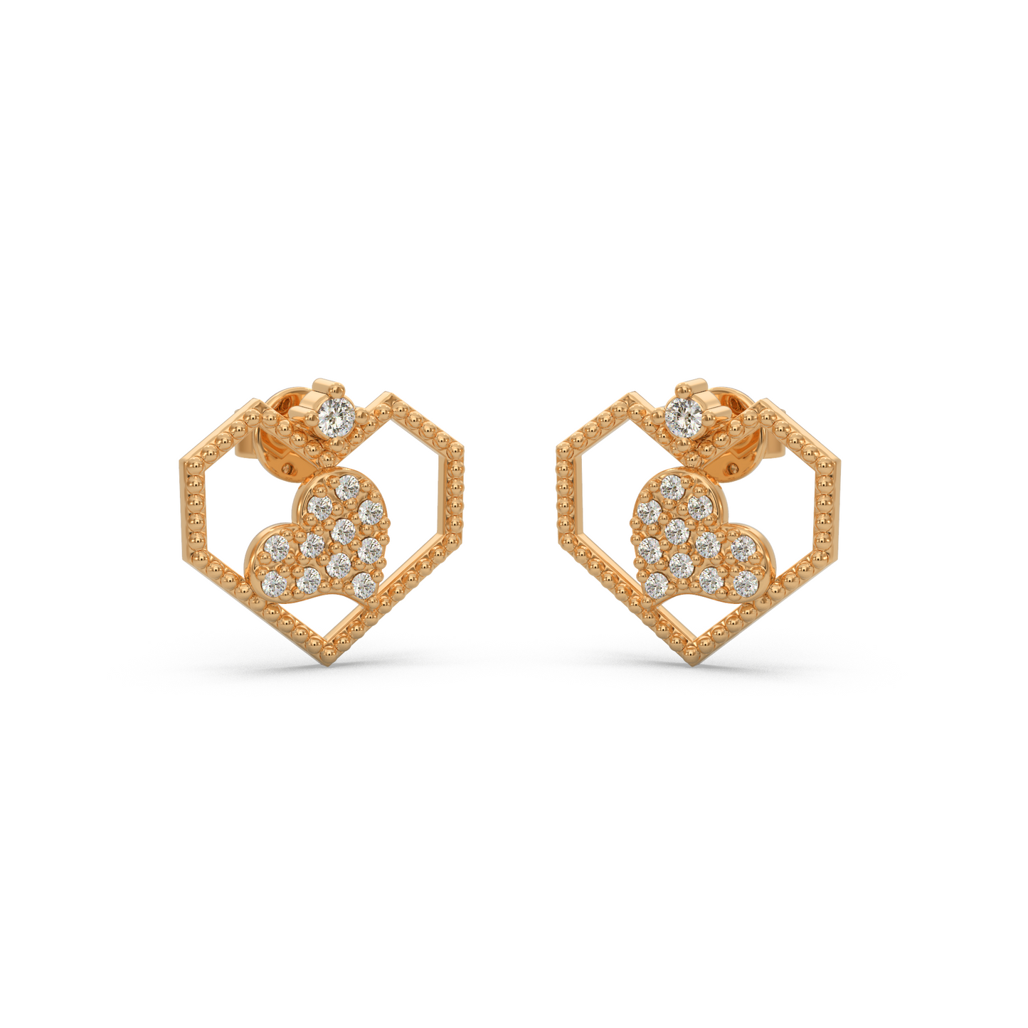Modern Heart Diamond Earring