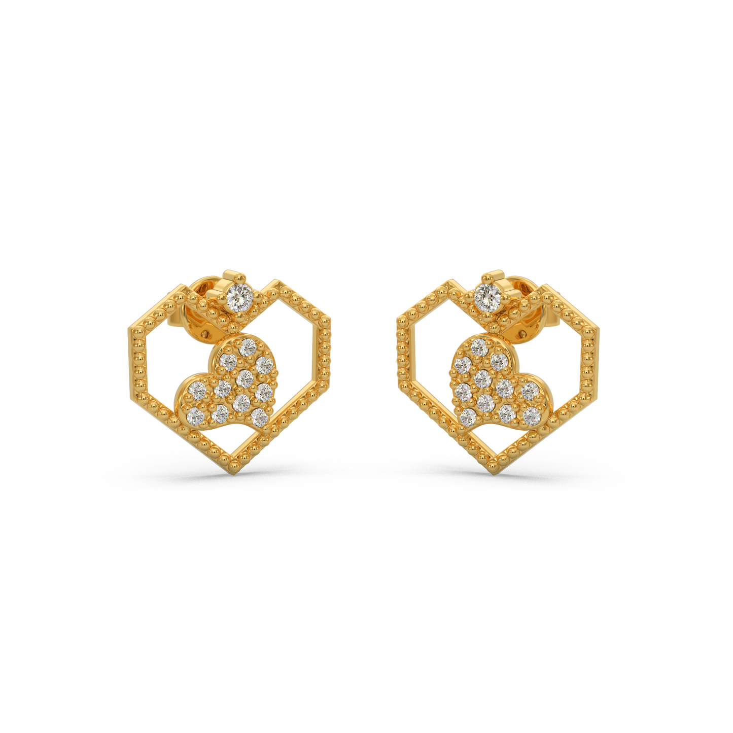 Modern Heart Diamond Earring
