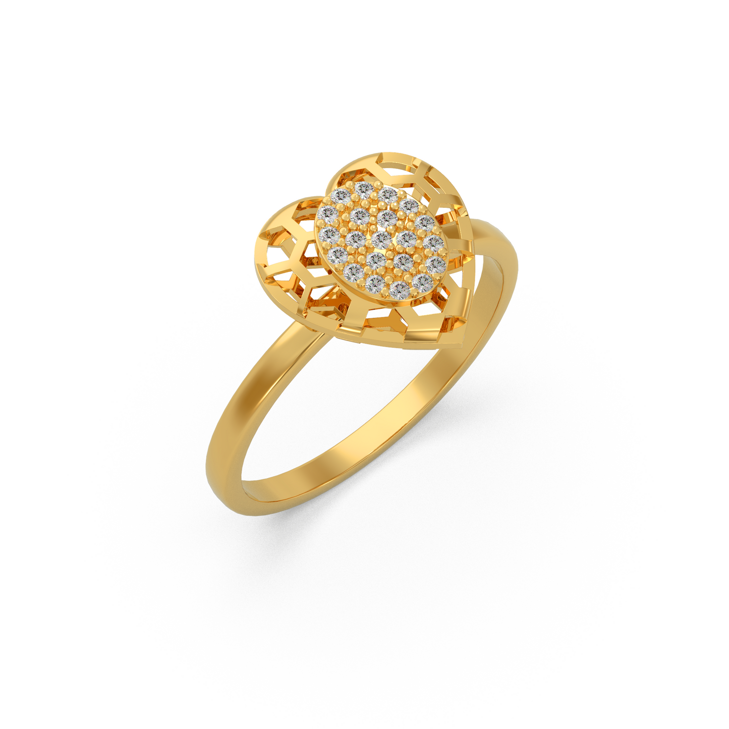 Open Heart Diamond Ring