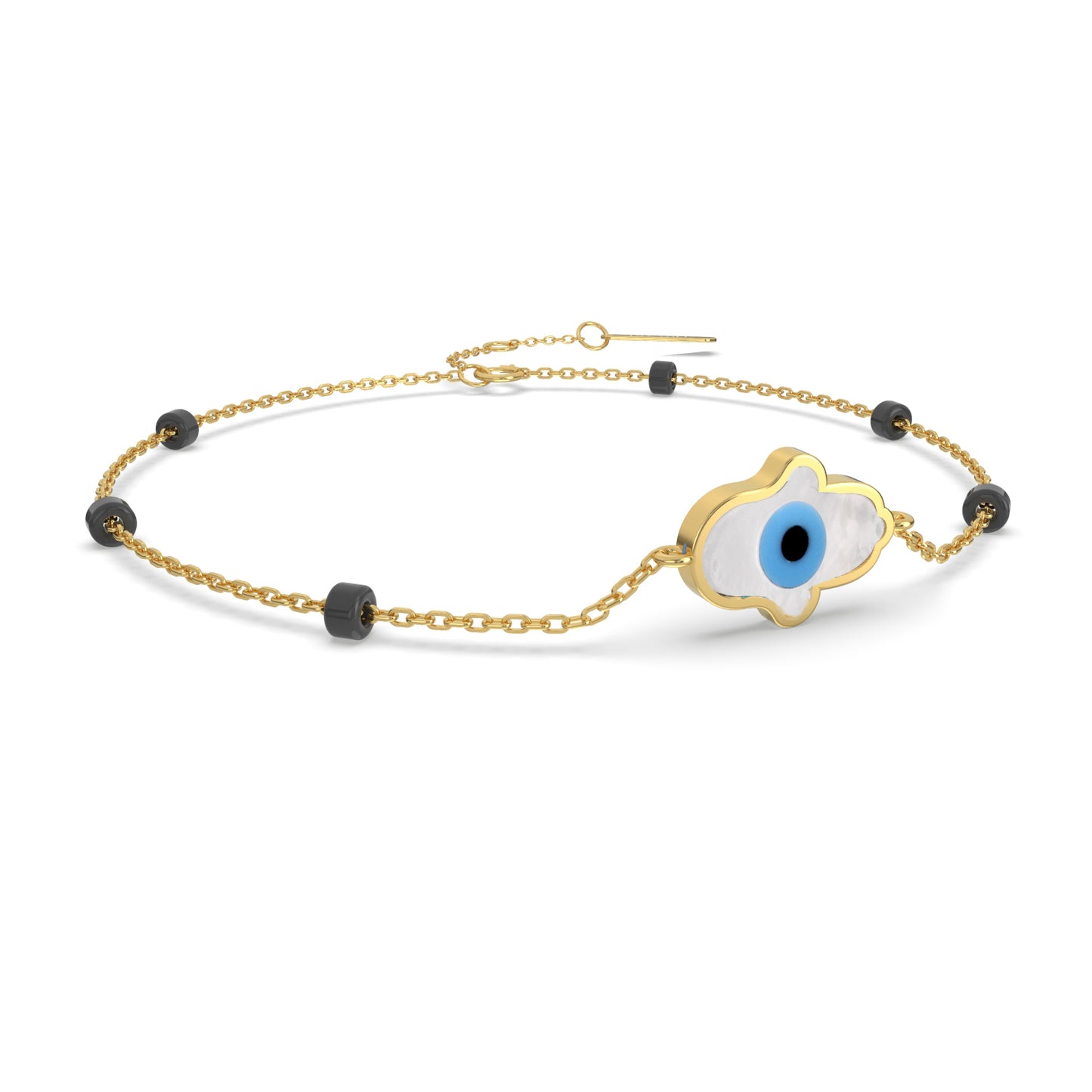 Ahimsa Hand Evil Eye Bracelet With Beads