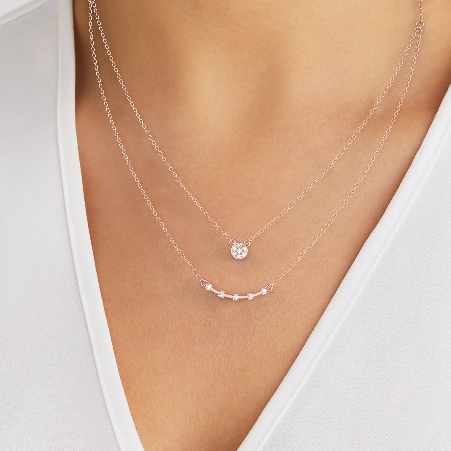 Lovable Duo Diamond Necklace