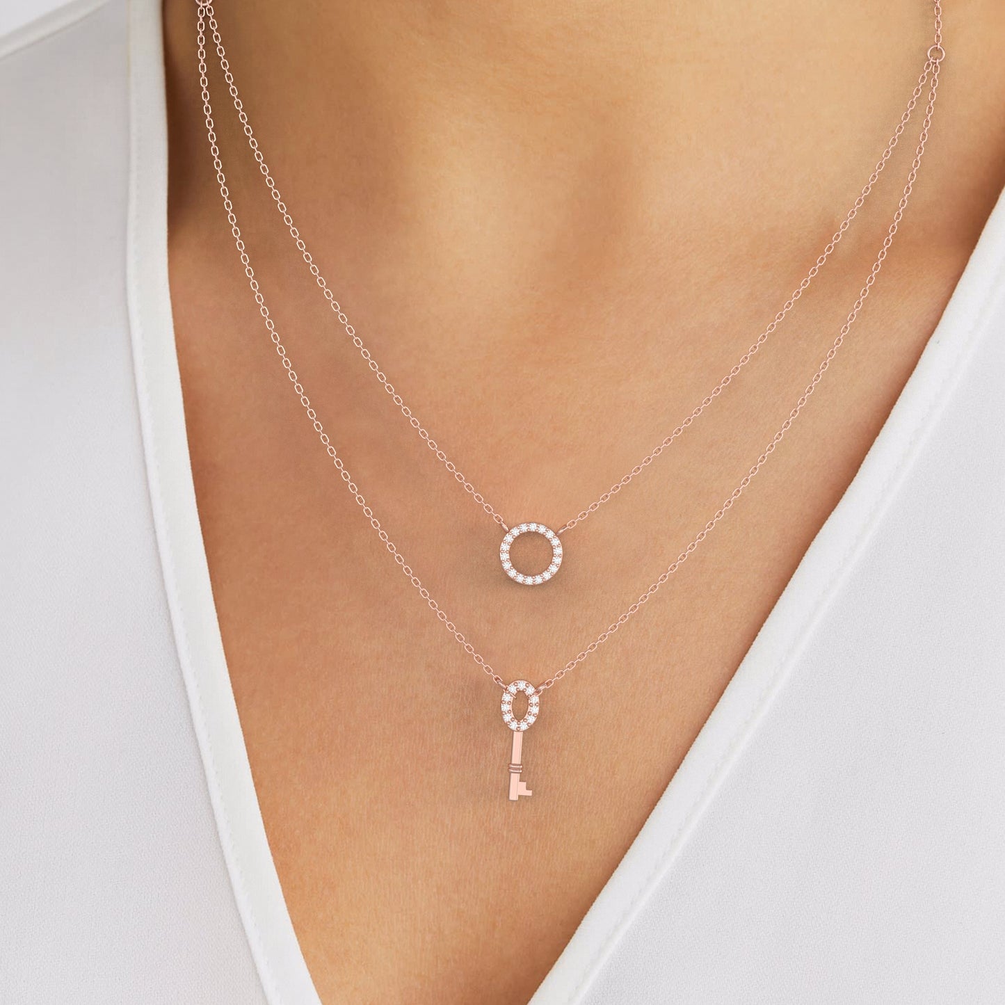 Key Charm Diamond Necklace