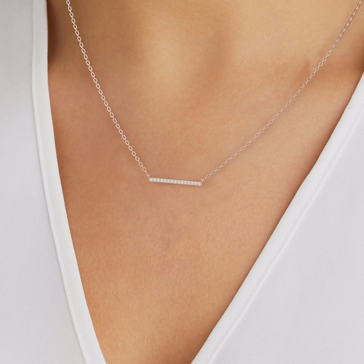 Bar Shape Diamond Necklace
