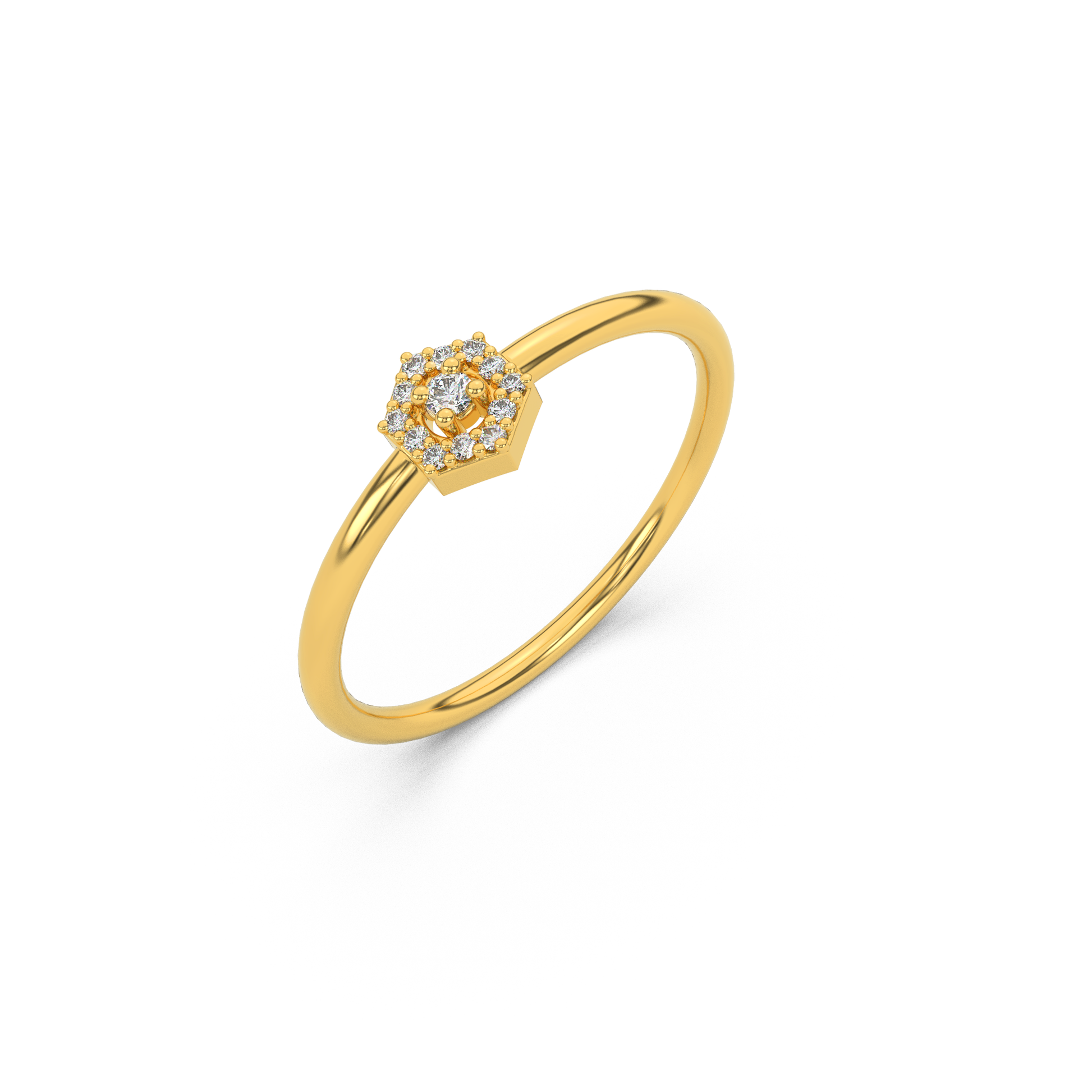 14 Kt Yellow Gold Diamond Ring