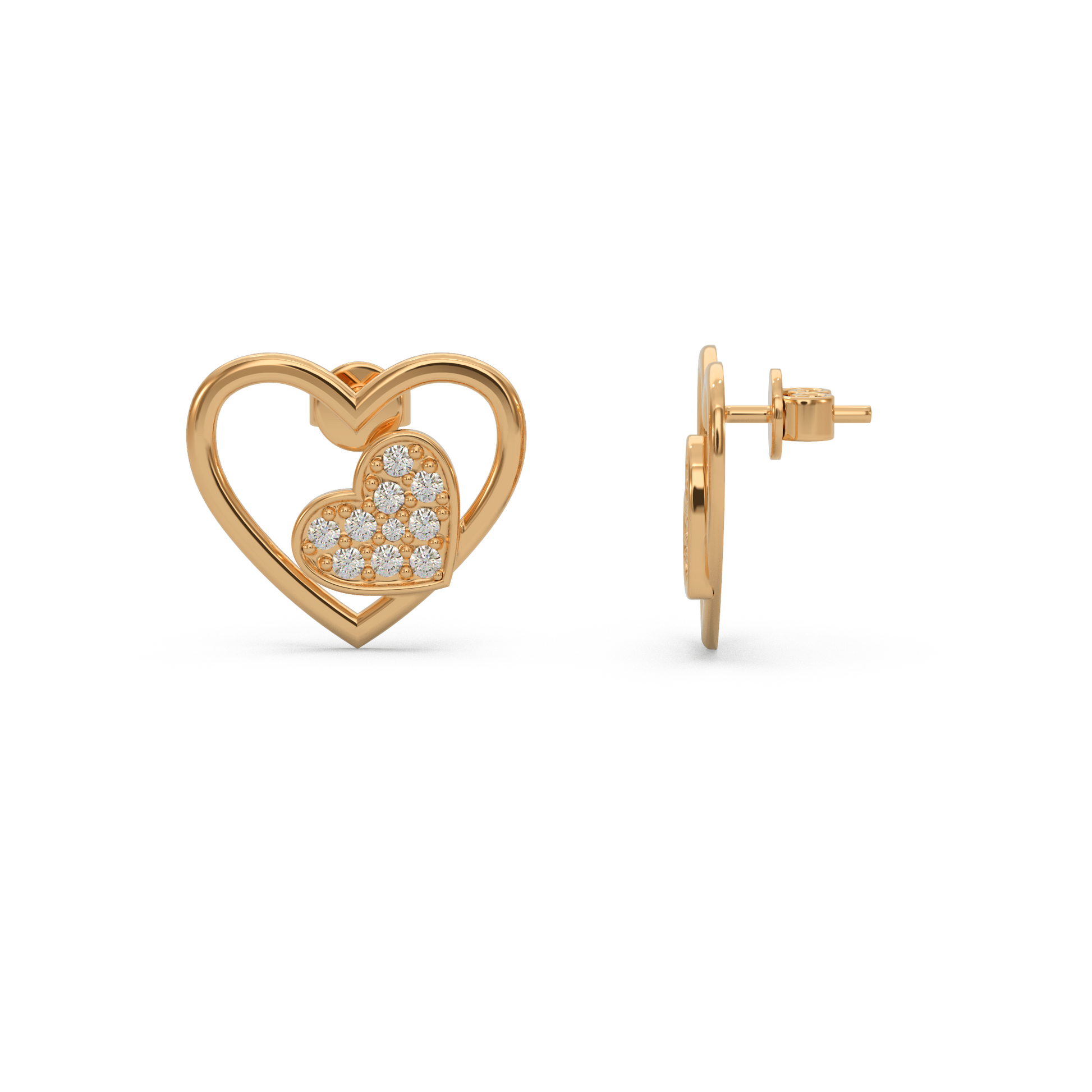 14 Kt Rose Gold Diamond Earring