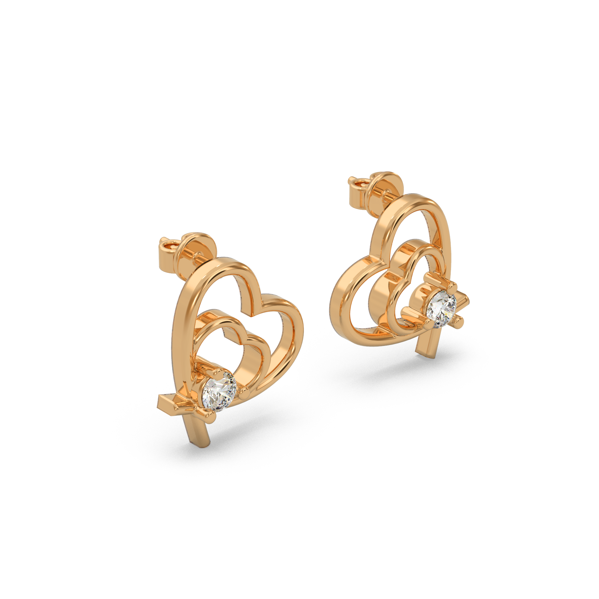 Sparkling Heart Diamond Earring