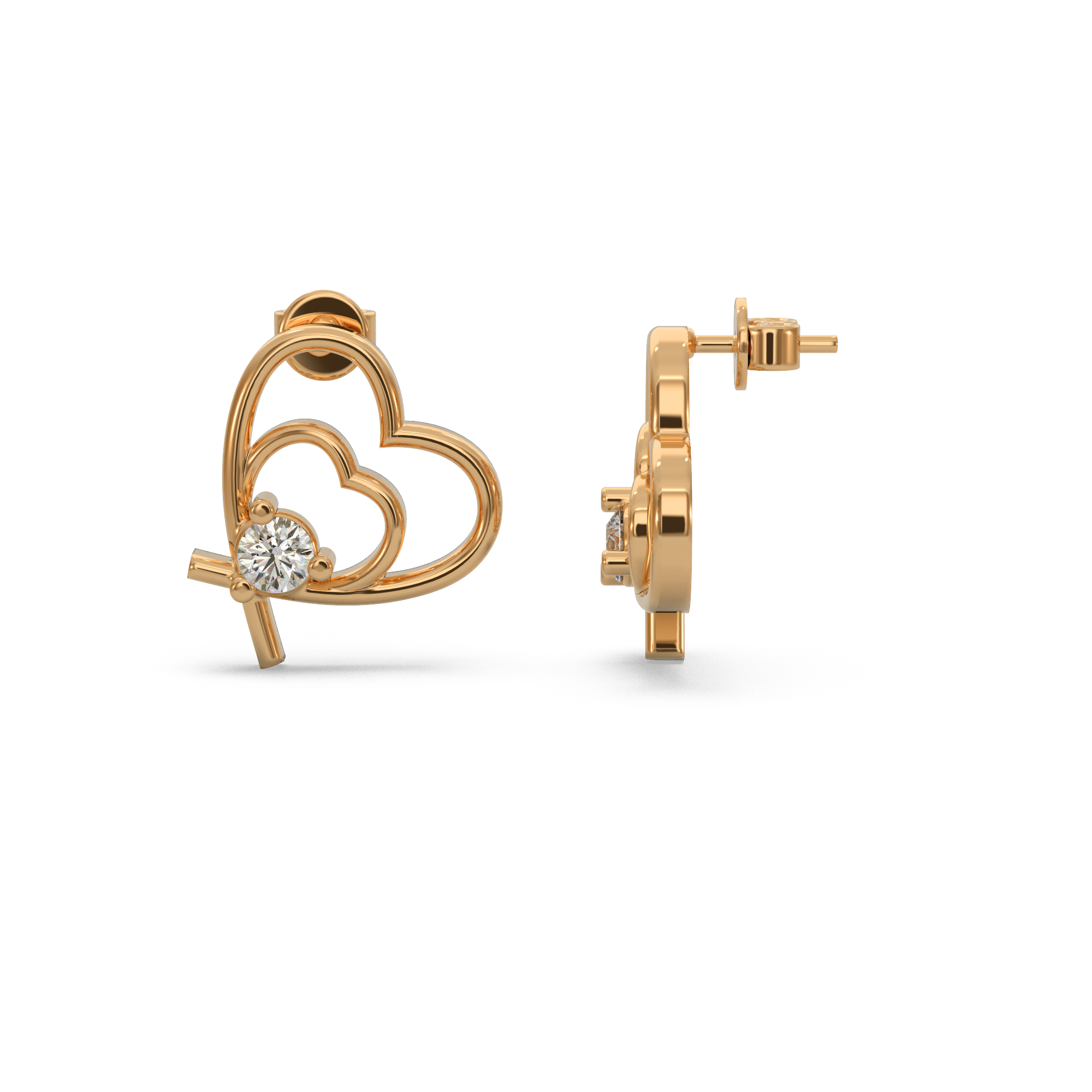 Sparkling Heart Diamond Earring