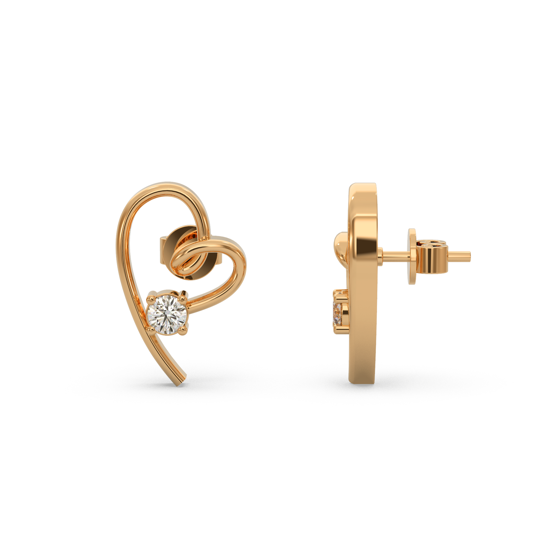14 Kt Yellow Gold Diamond Earring