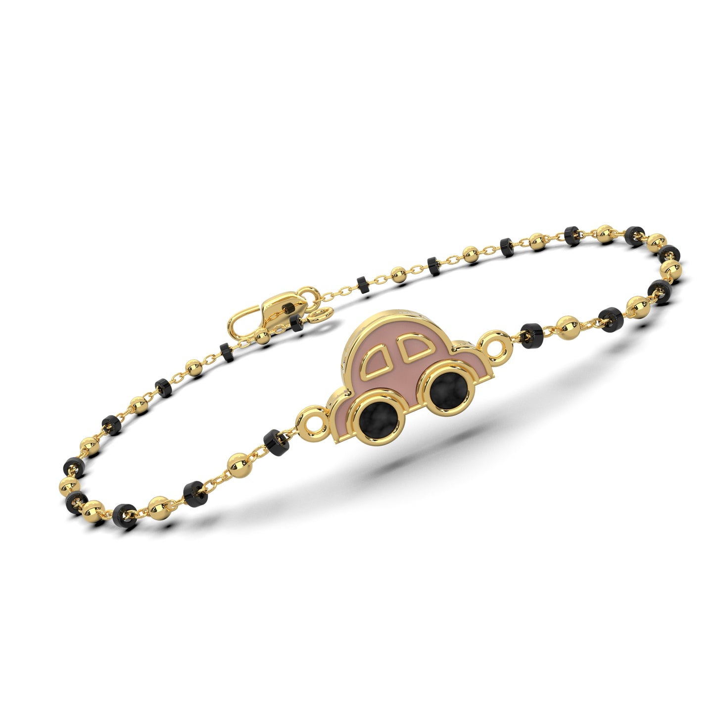 Kiddie Cruise Gold Car Bracelet with Black Beads