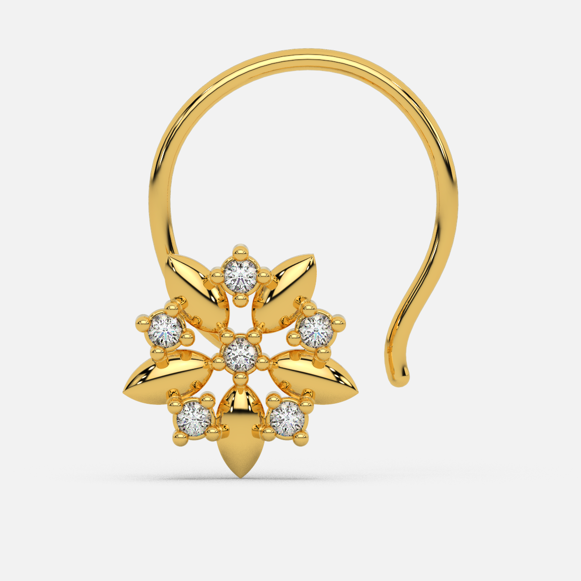 14 Kt Yellow Gold Diamond Nose Pin