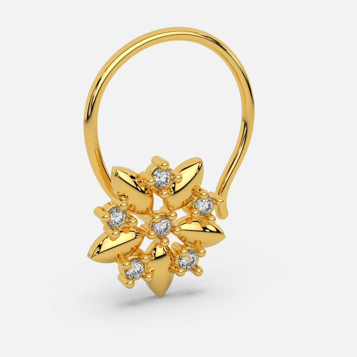 14 Kt Yellow Gold Diamond Nose Pin