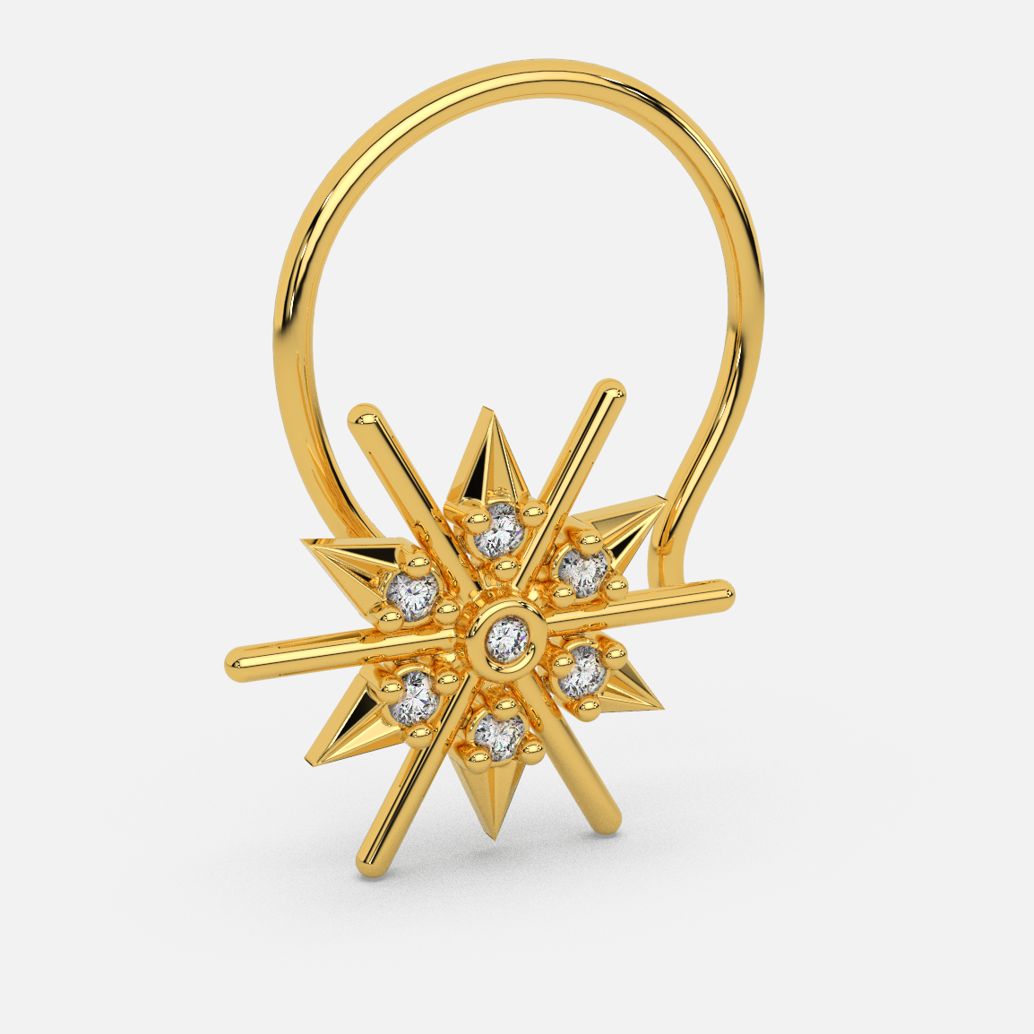 14 Kt Yellow Gold Diamond Nose Pin