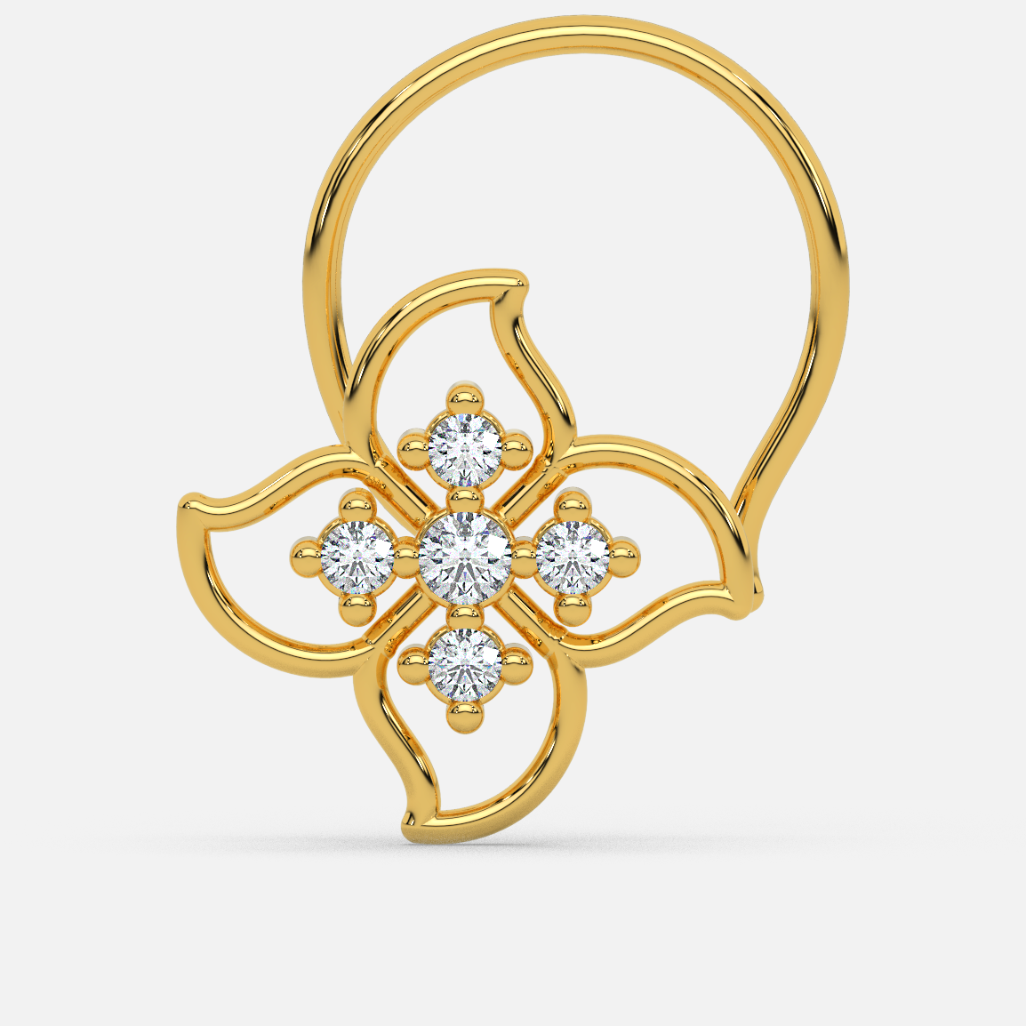 14 Kt Yellow Gold Diamond Nose Pin