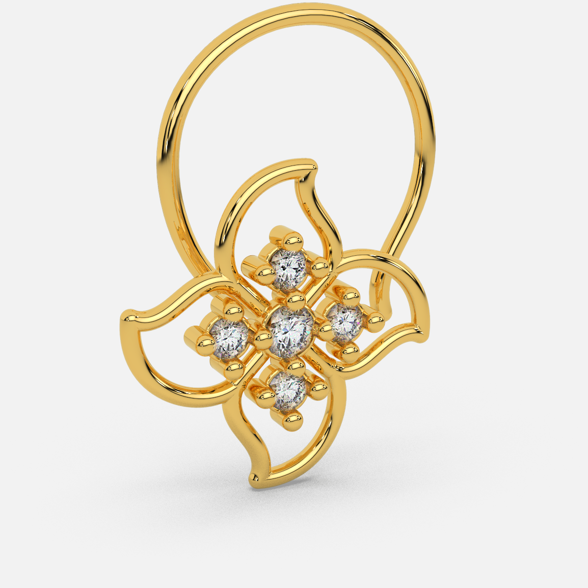 14 Kt Yellow Gold Diamond Nose Pin
