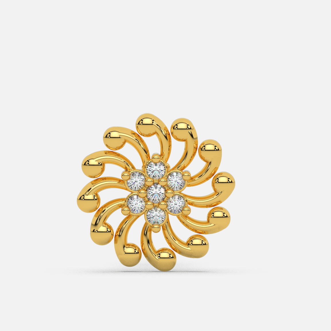 14 Kt Yellow Gold Diamond Nose Pin