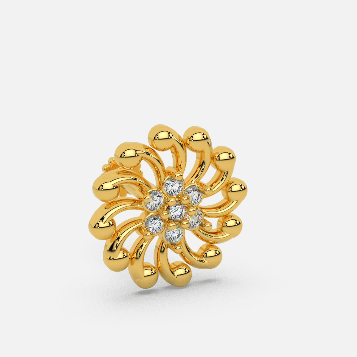 14 Kt Yellow Gold Diamond Nose Pin