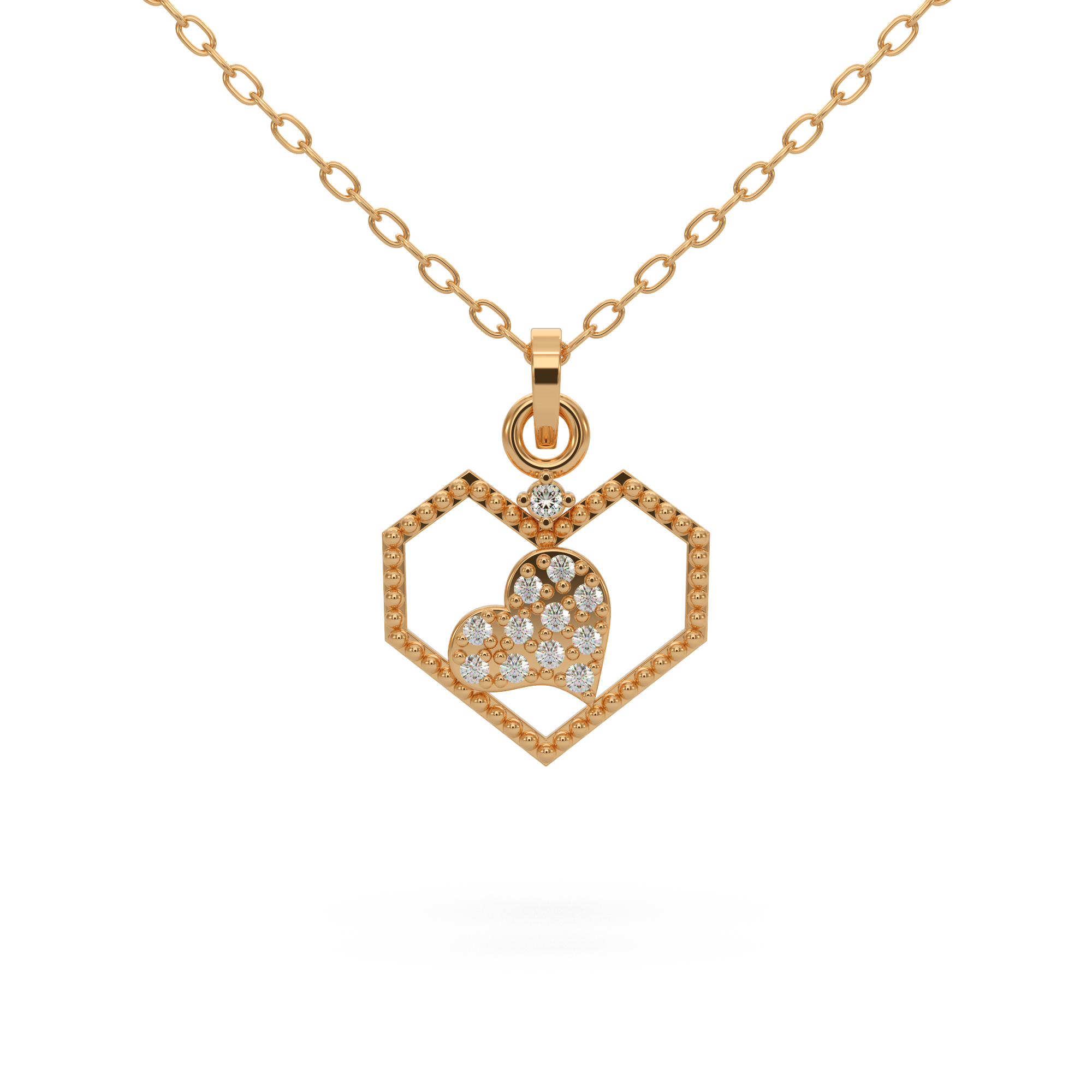 Modern Heart Diamond Pendant