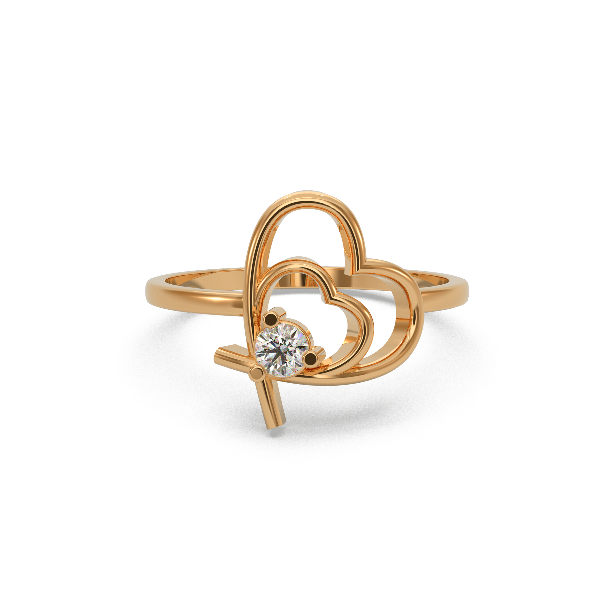 14 Kt Rose Gold Diamond Ring