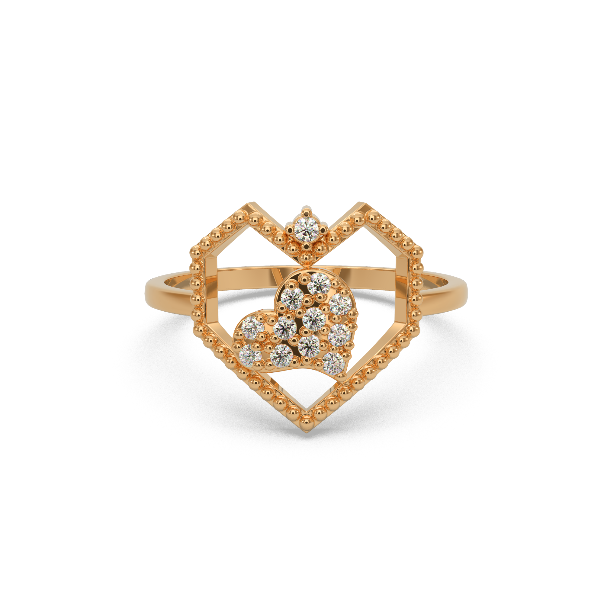 Modern Heart Diamond Ring