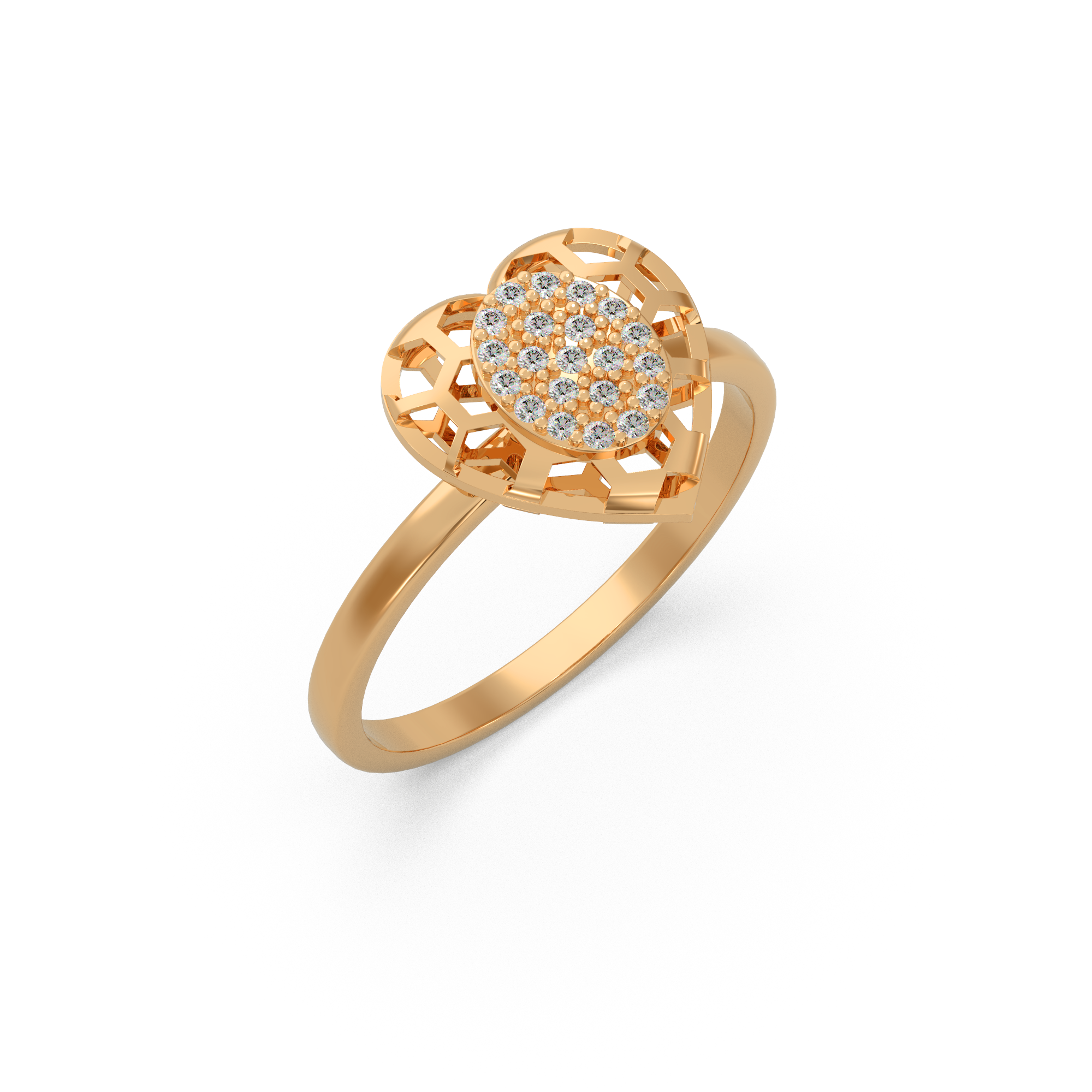 Open Heart Diamond Ring