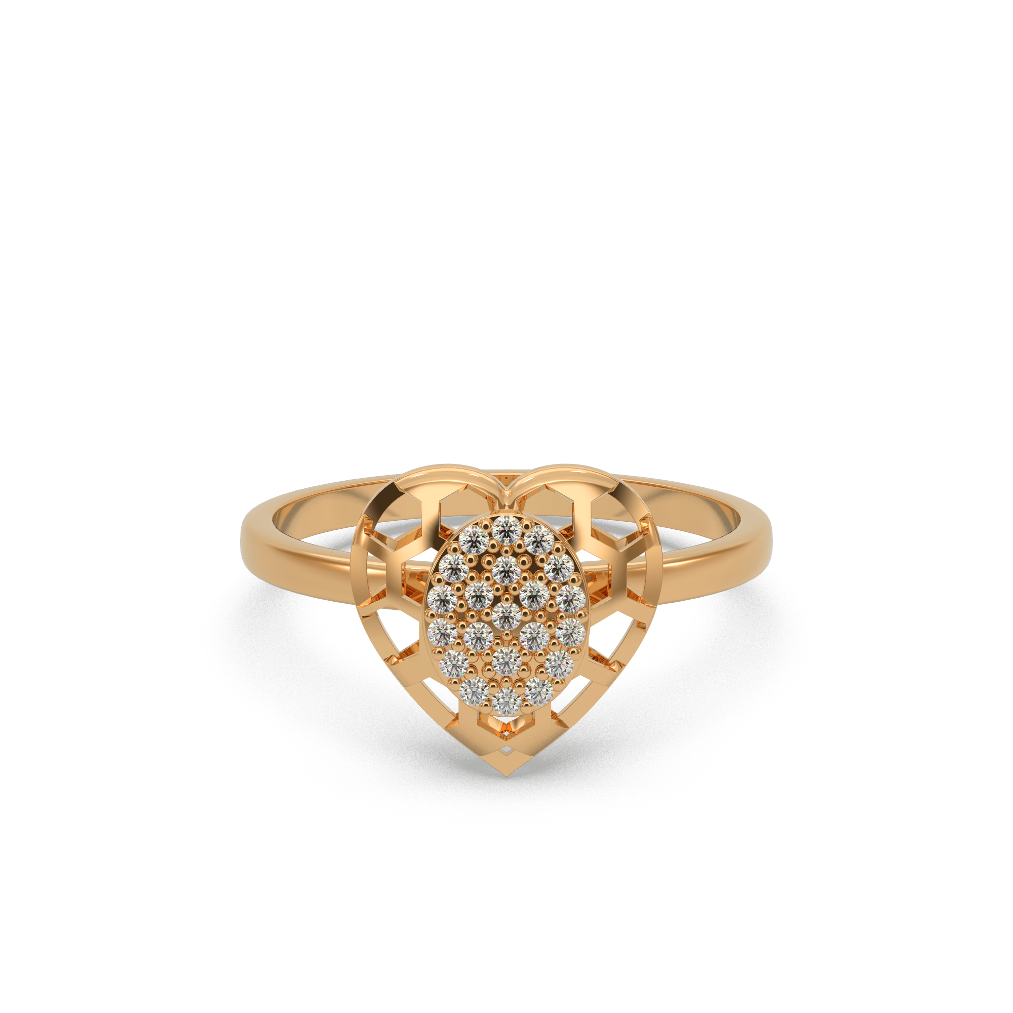 Open Heart Diamond Ring