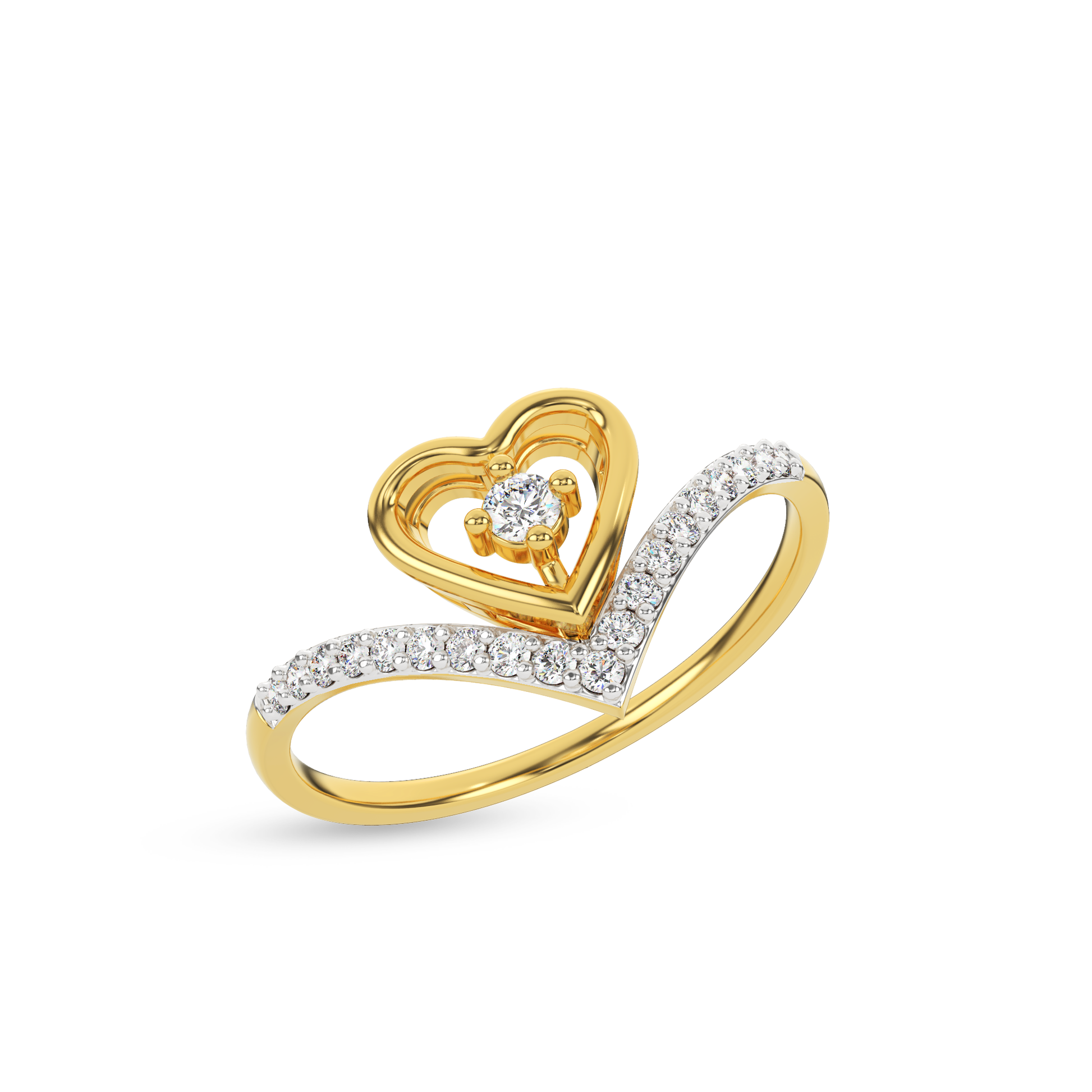 14 Kt Yellow Gold Diamond Ring