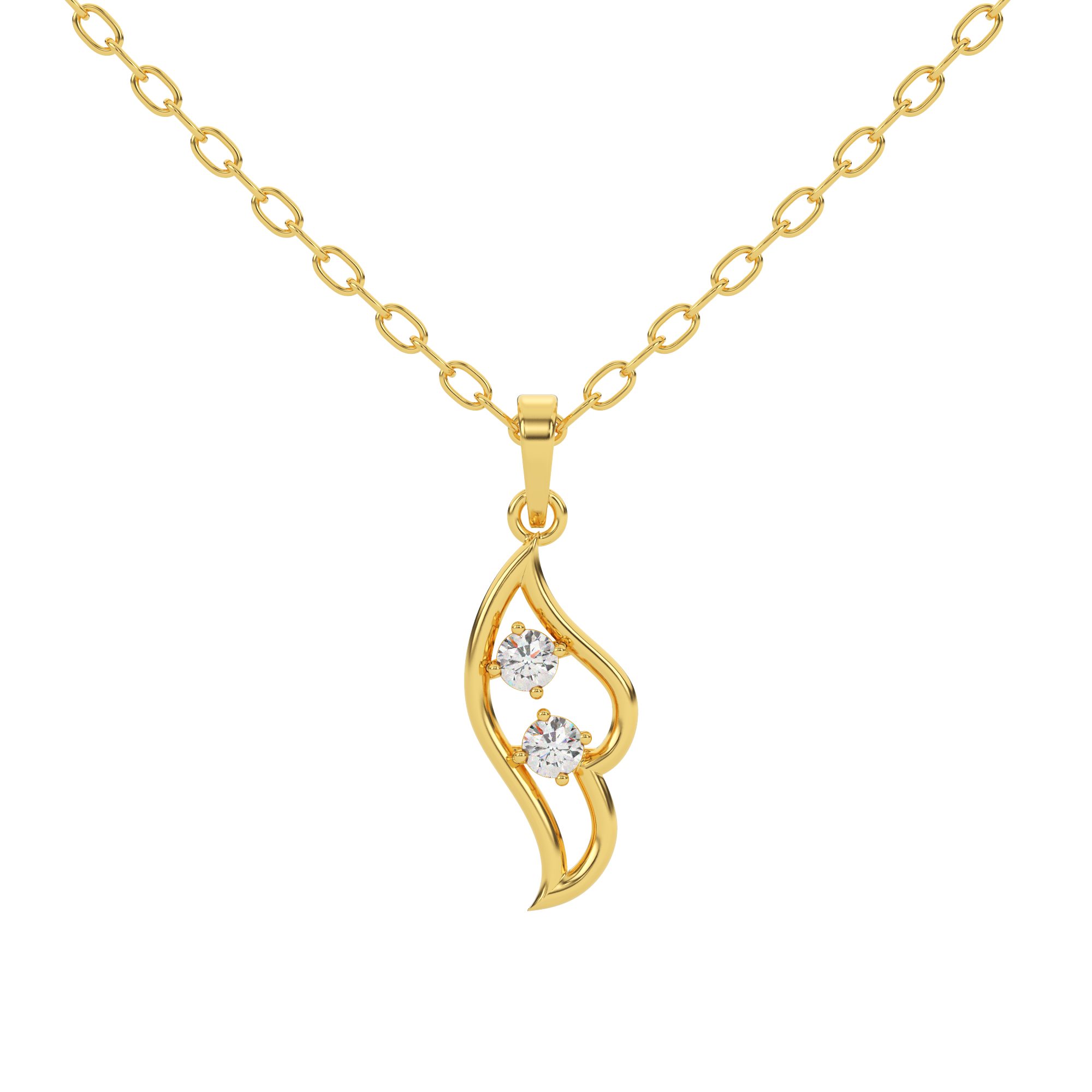 Golden Charm Natural Diamond Pendant