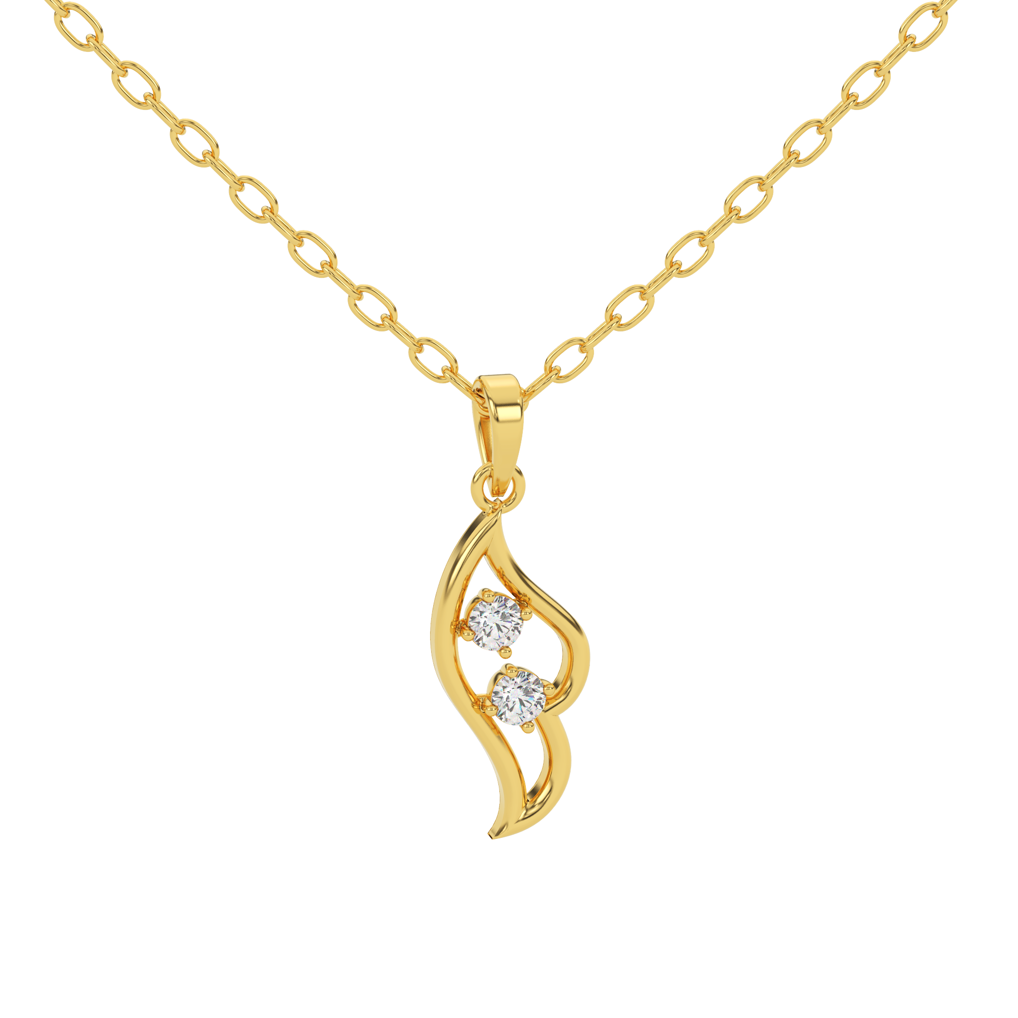 Golden Charm Natural Diamond Pendant