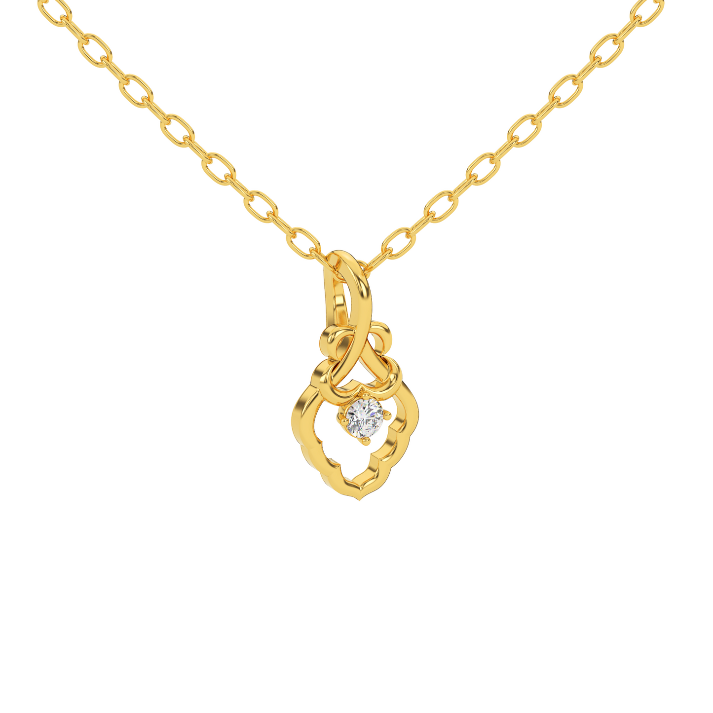 Golden Whisper Natural Diamond Pendant