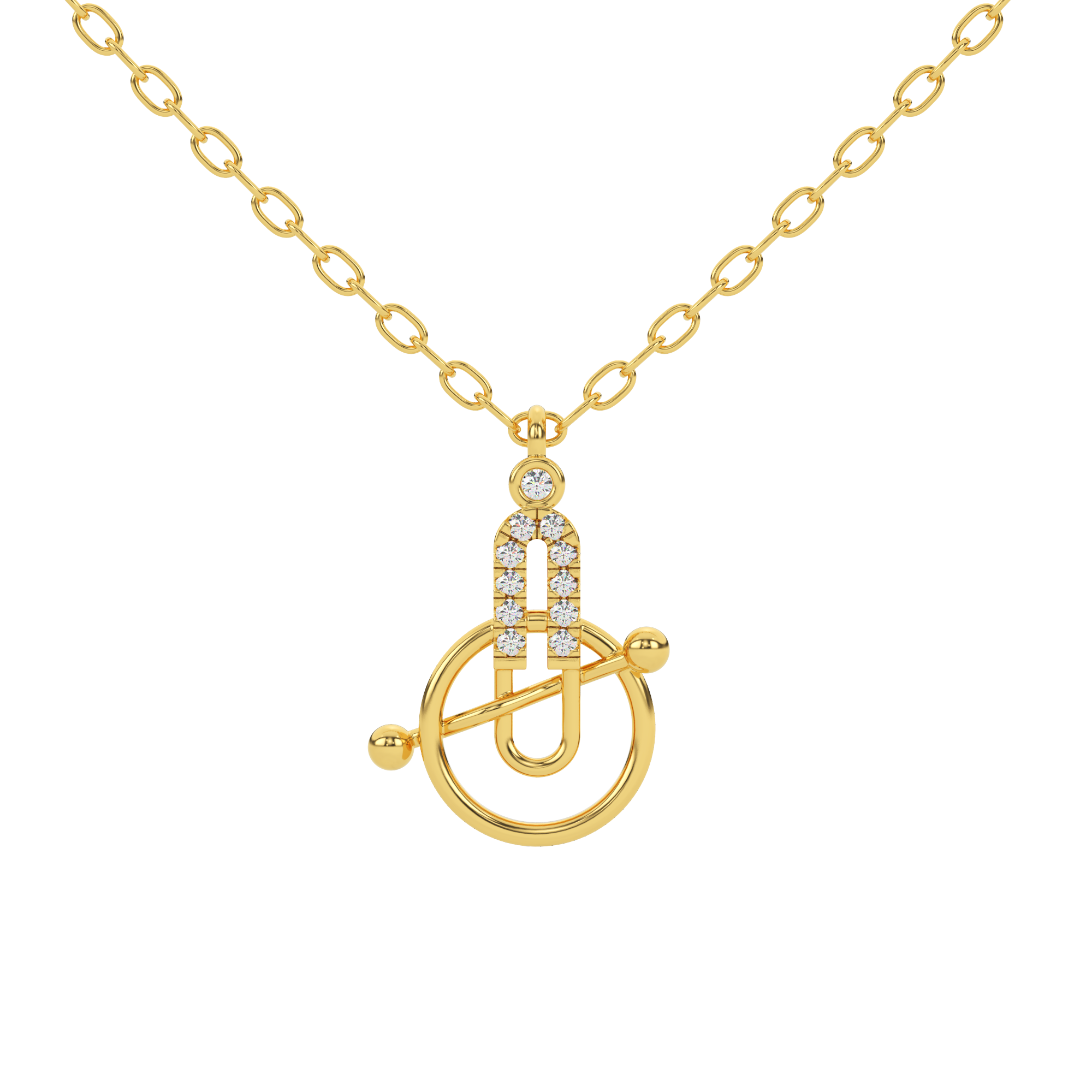 Golden Radiance Natural Diamond Pendant