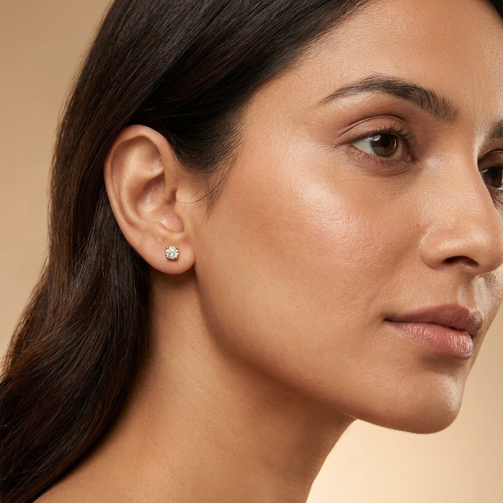 Brilliant 0.20 Carat Solitaire Yellow Gold Diamond Stud Earrings