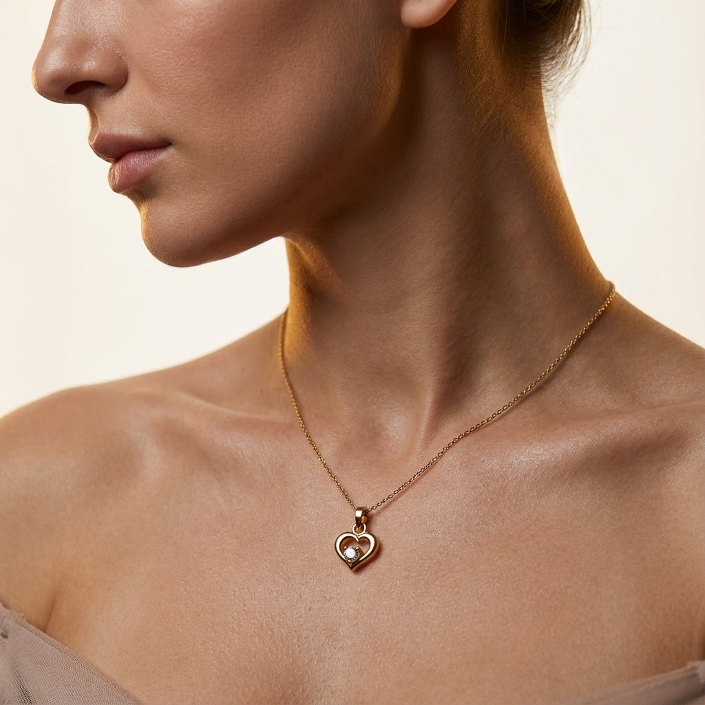 Classic Heart Diamond Pendant ring on model hand close-up – studio jewellery photography | Prash Jewellery