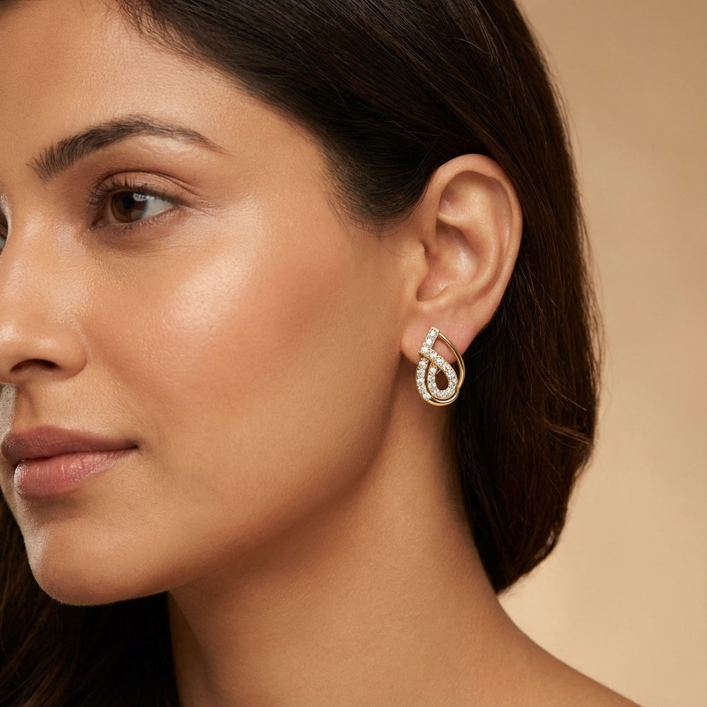 Cosmic Delight Diamond Earring ring on model hand close-up – studio jewellery photography | Prash Jewellery