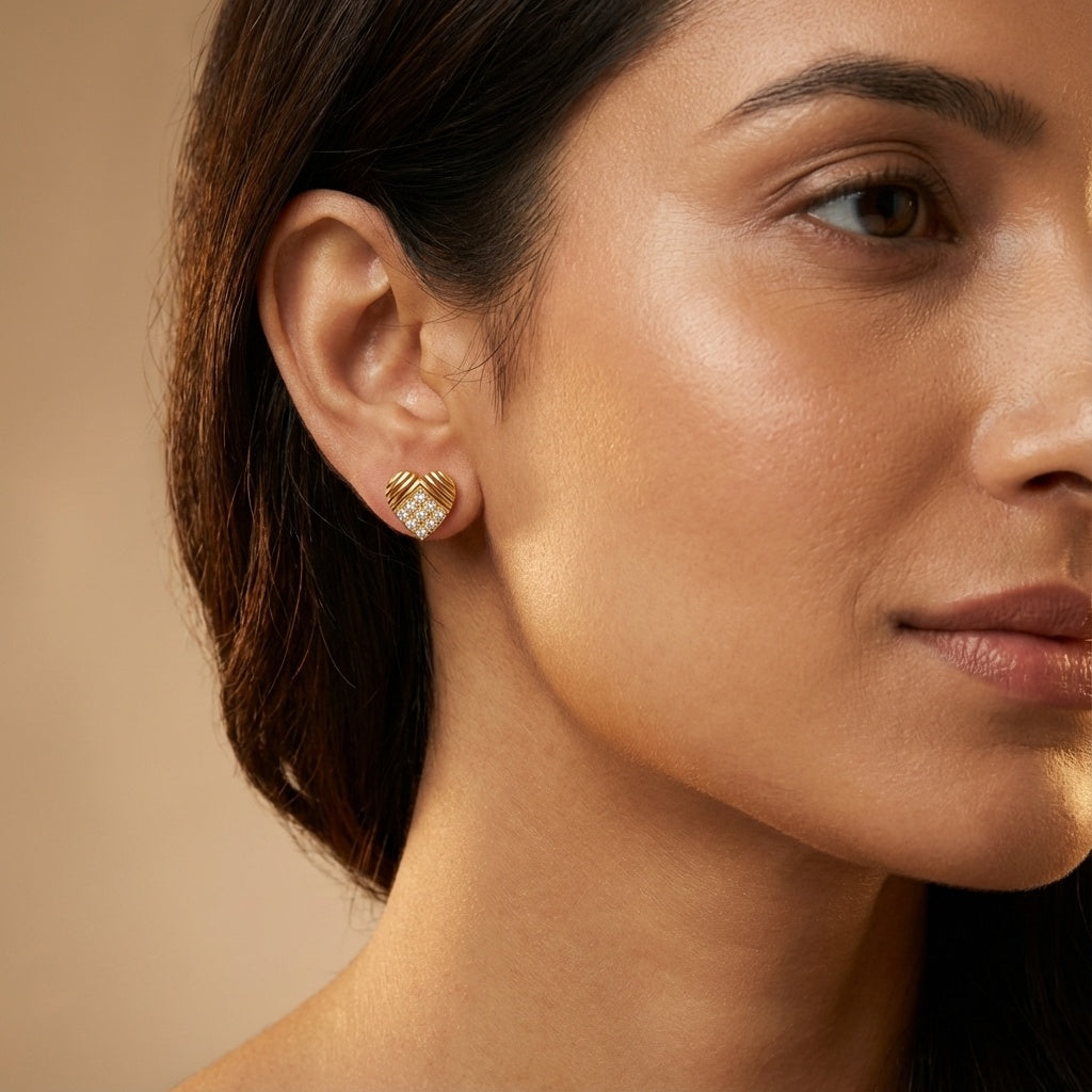 Couple’s Heart Diamond Earring ring on model hand close-up – studio jewellery photography | Prash Jewellery