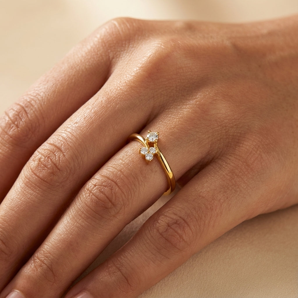 Diamond Moonlight Band ring on model hand close-up – studio jewellery photography | Prash Jewellery