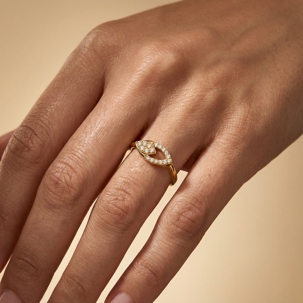 Diamond Radiance Band ring on model hand close-up – studio jewellery photography | Prash Jewellery