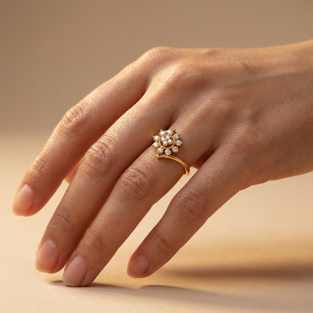 14 Kt Yellow Gold Diamond Ring