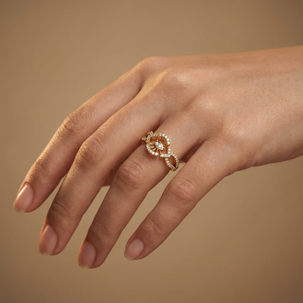 14 Kt Yellow Gold Diamond Ring