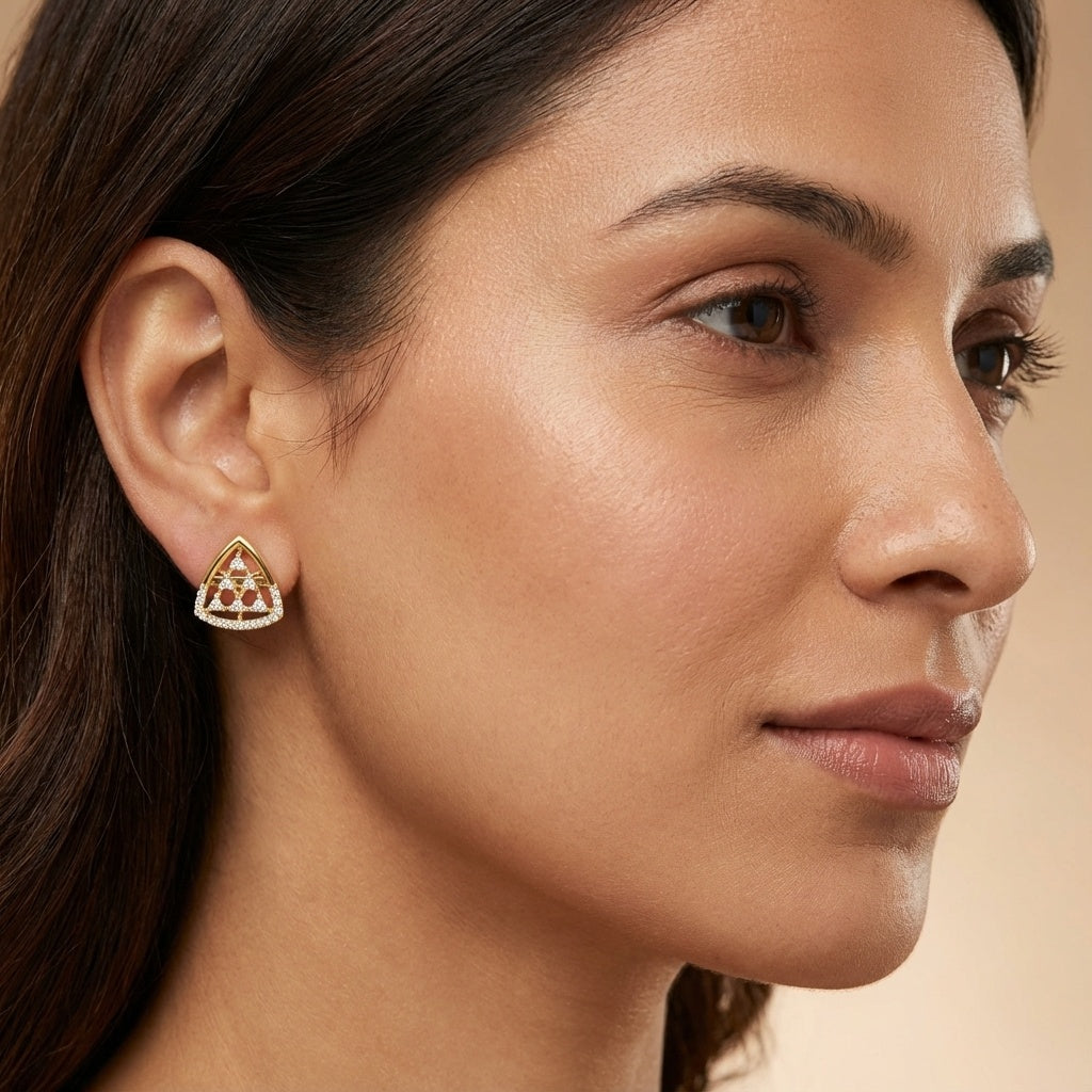 Elegant Diamond Earring ring on model hand close-up – studio jewellery photography | Prash Jewellery