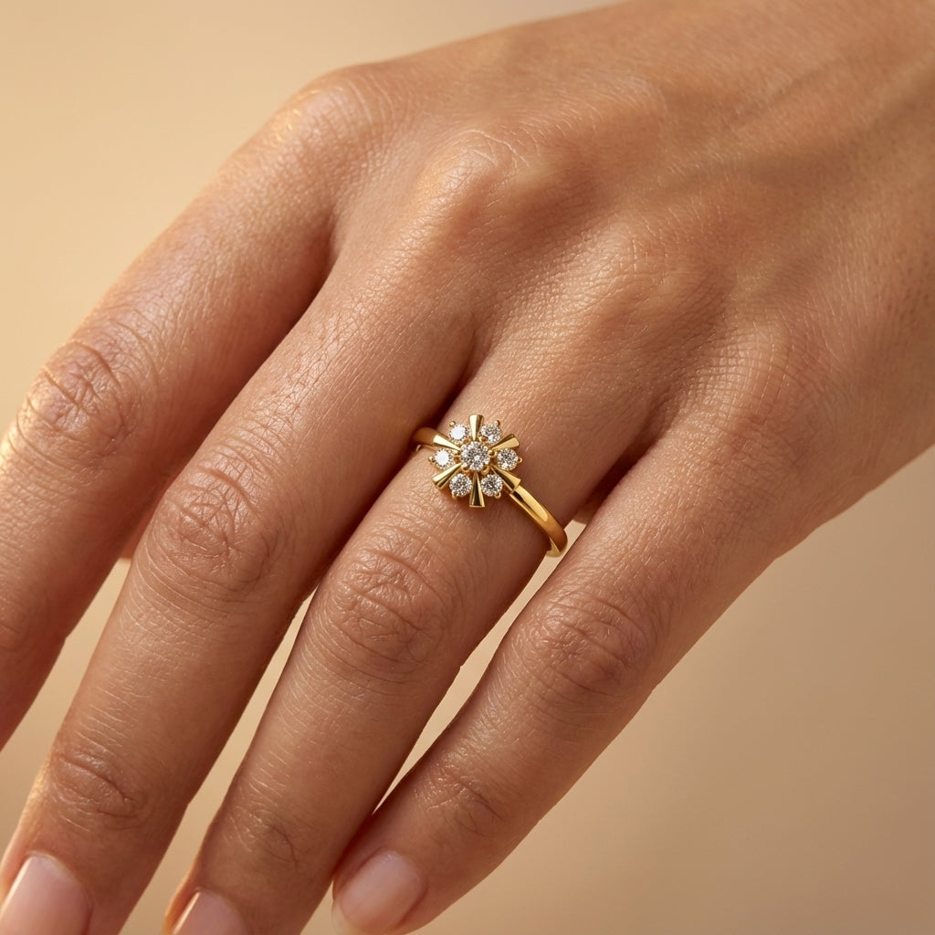 Elegant Embrace Diamond Ring ring on model hand close-up – studio jewellery photography | Prash Jewellery