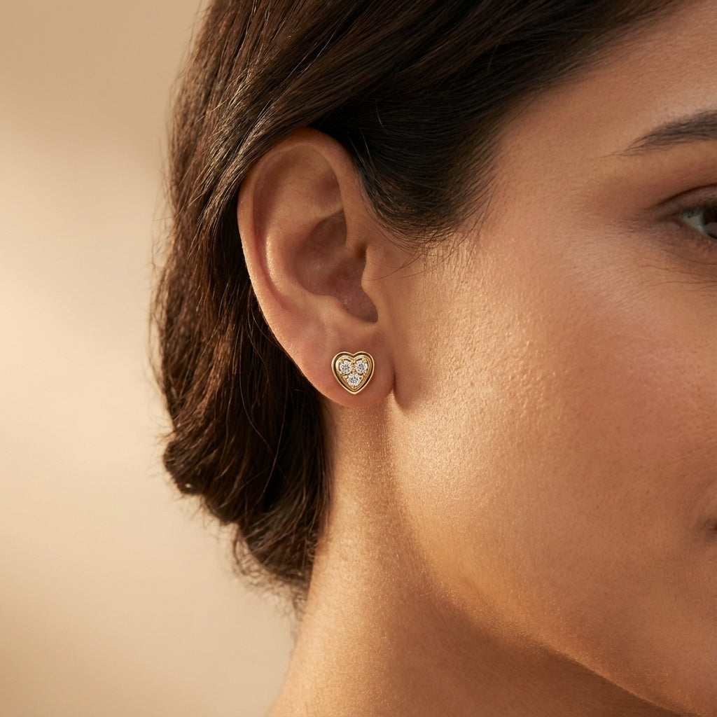 14 Kt Rose Gold Diamond Earring